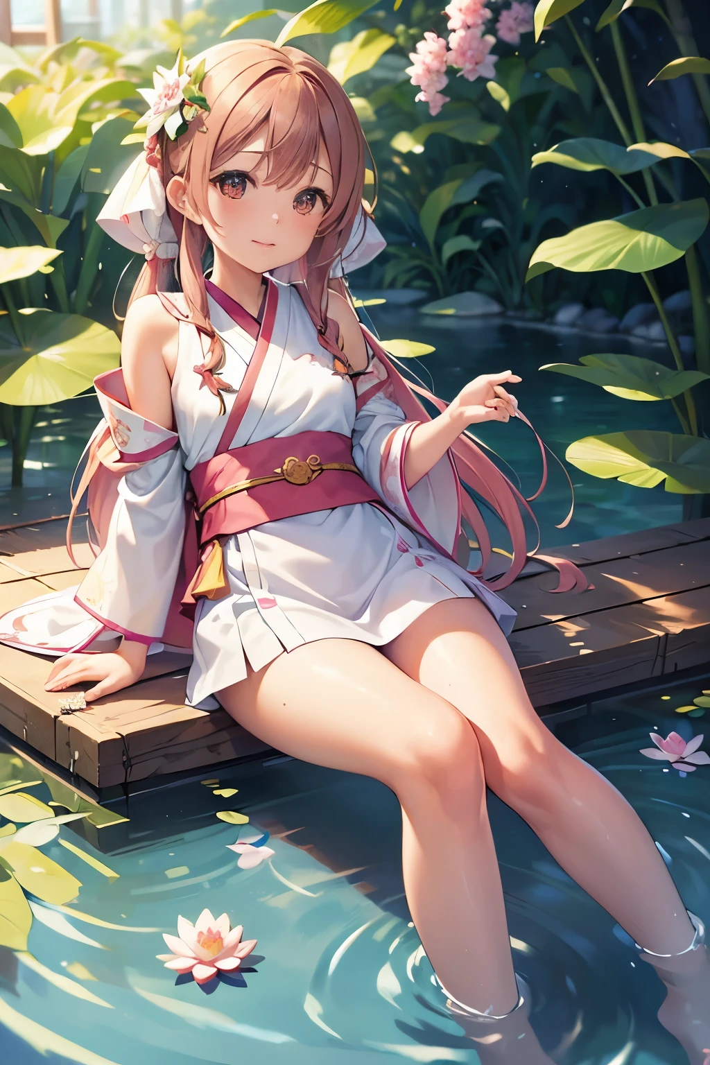 ((anime girl in kimono outfit standing in bamboo forest with flowers, anime lush john 8k woods)), in a kimono, sakura kinomoto, best anime 4k konachan wallpaper, (in kimono), seductive anime girl, beautiful anime girl, sakura petals around her, Anime CG soft art, Hikari, Beautiful anime woman, Beautiful and seductive anime woman, in a bamboo forest, ((((semil desnuda)))),, sexy, ((provocative kimono))