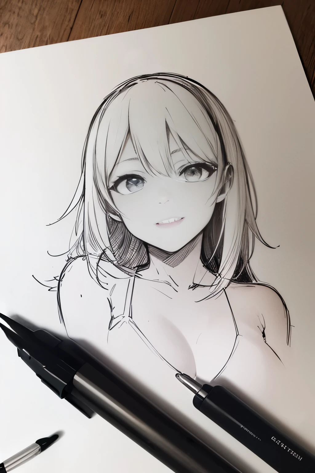 pen_sketch_style, 1girl, solo, ink, sketch,