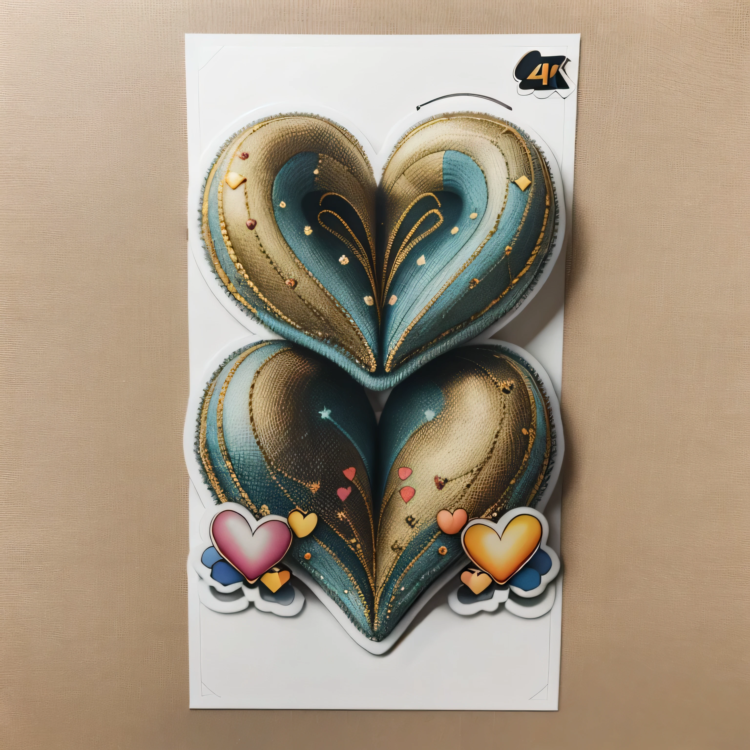 (Best quality,4K,8K,A high resolution,tmasterpiece:1.2),ultra - detailed,actual, Ultra-fine silk intricate heart stickers, Special complex texture stickers, Vibrant colors, Studio lighting