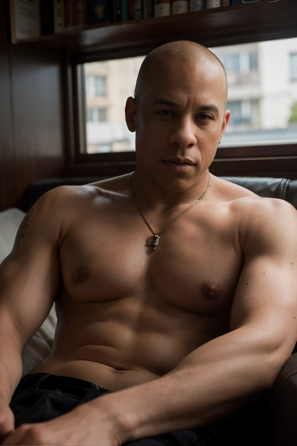 Une photo de Vin Diesel avec une tête difforme