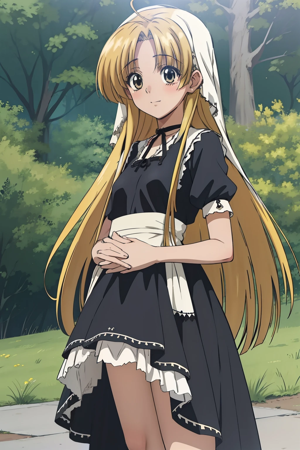 Chica anime con cabello largo y rubio y un vestido blanco y negro, Chica rubia de anime con cabello largo, Marisa Kirisame, Chica anime con pelo largo, Anime CG arte suave, Chica de anime con disfraz de sirvienta, **** en vestido, Anime visual de una chica linda, Chica anime con un vestido negro, Personaje fe****** de anime, ****sh, Chica de anime Gothic Maiden