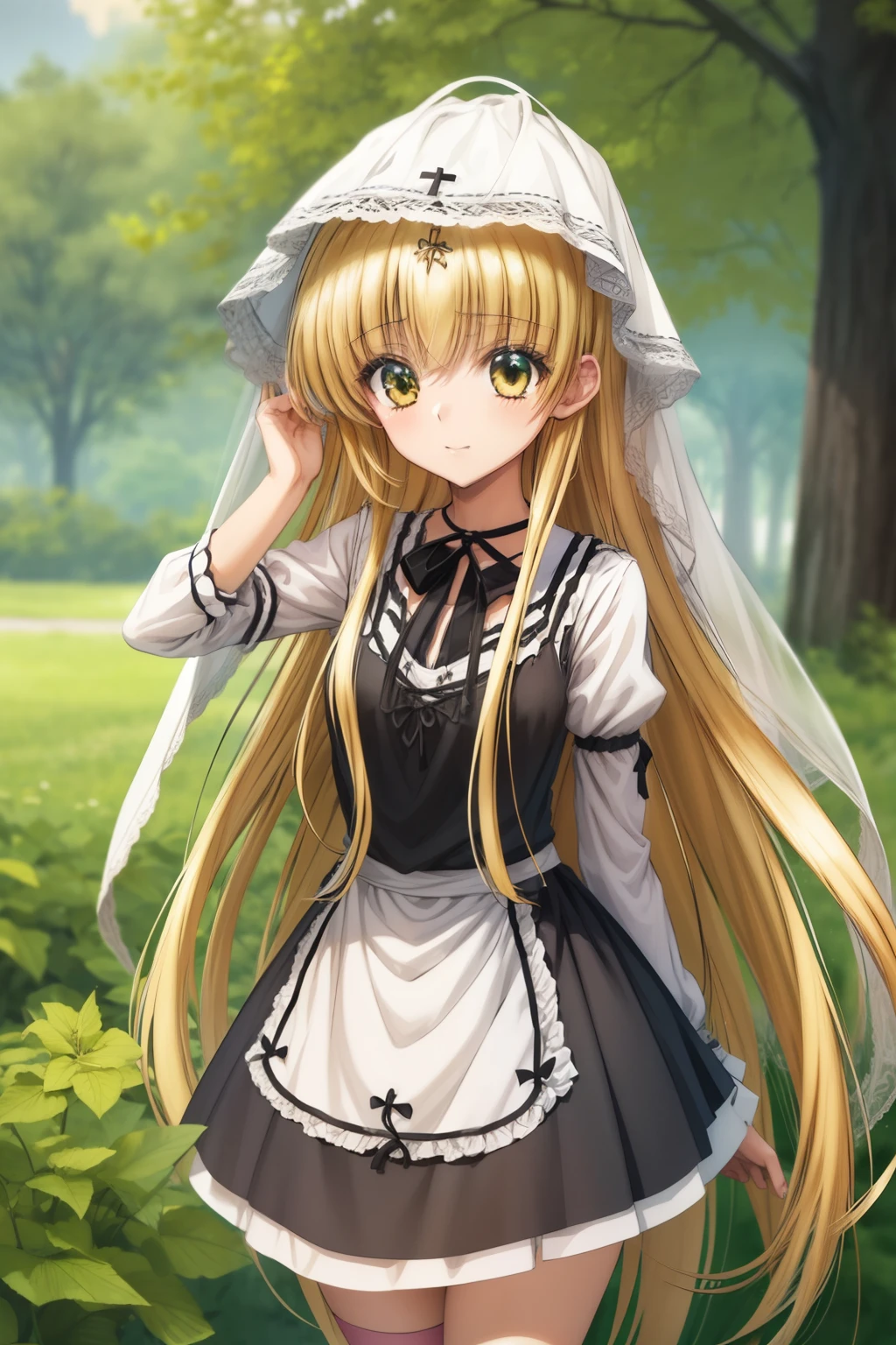 Chica anime con cabello largo y rubio y un vestido blanco y negro, Chica rubia de anime con cabello largo, Marisa Kirisame, Chica anime con pelo largo, Anime CG arte suave, Chica de anime con disfraz de sirvienta, **** en vestido, Anime visual de una chica linda, Chica anime con un vestido negro, Personaje fe****** de anime, ****sh, Chica de anime Gothic Maiden