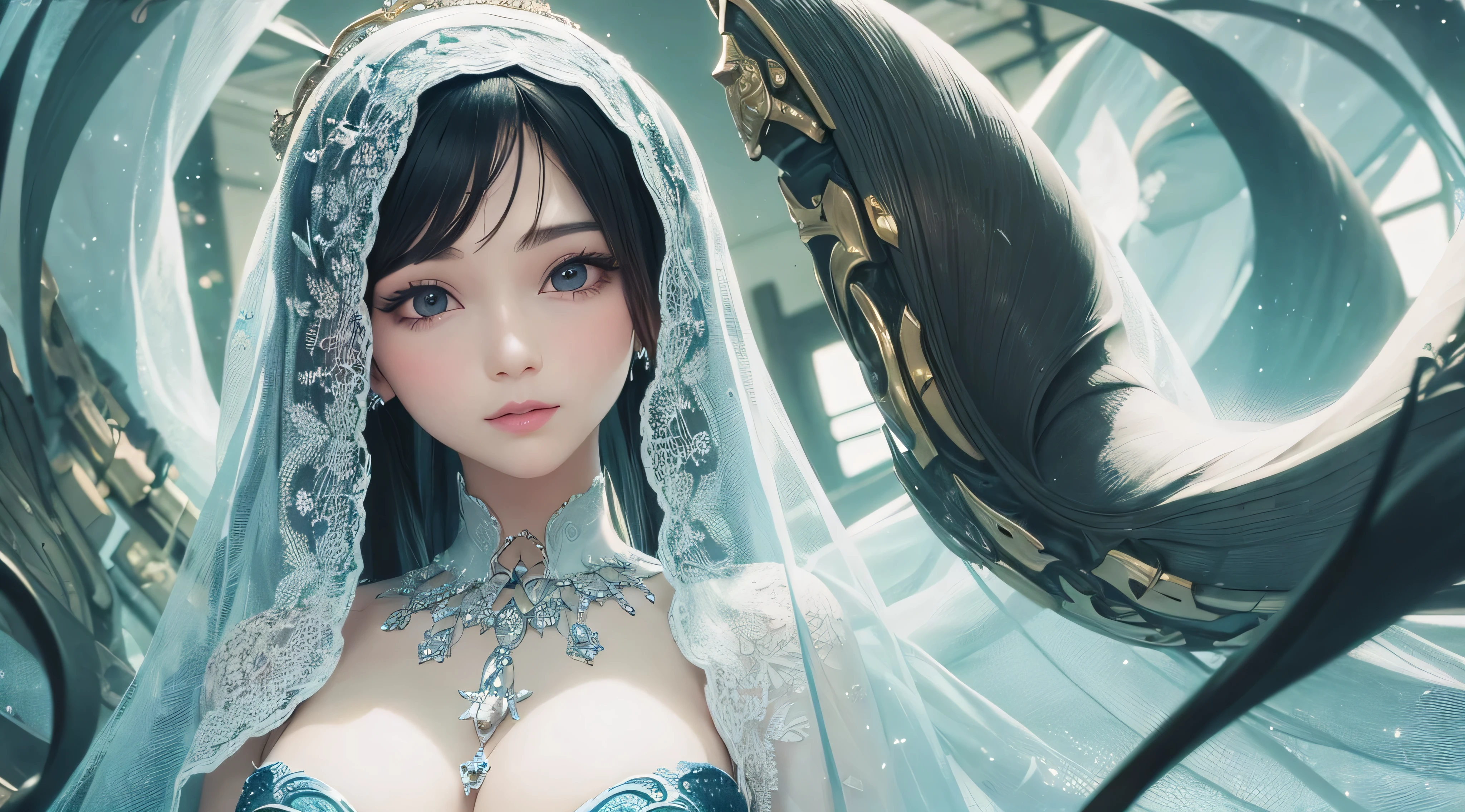 (ultra-detalhada, gorgeously Aestheturopean Girl), ((Gorgeous Transcendent Girl)), ((rosto deliciado)), beautiful lips, (Olhos delicados e lindos) personagem com artilharia pesada