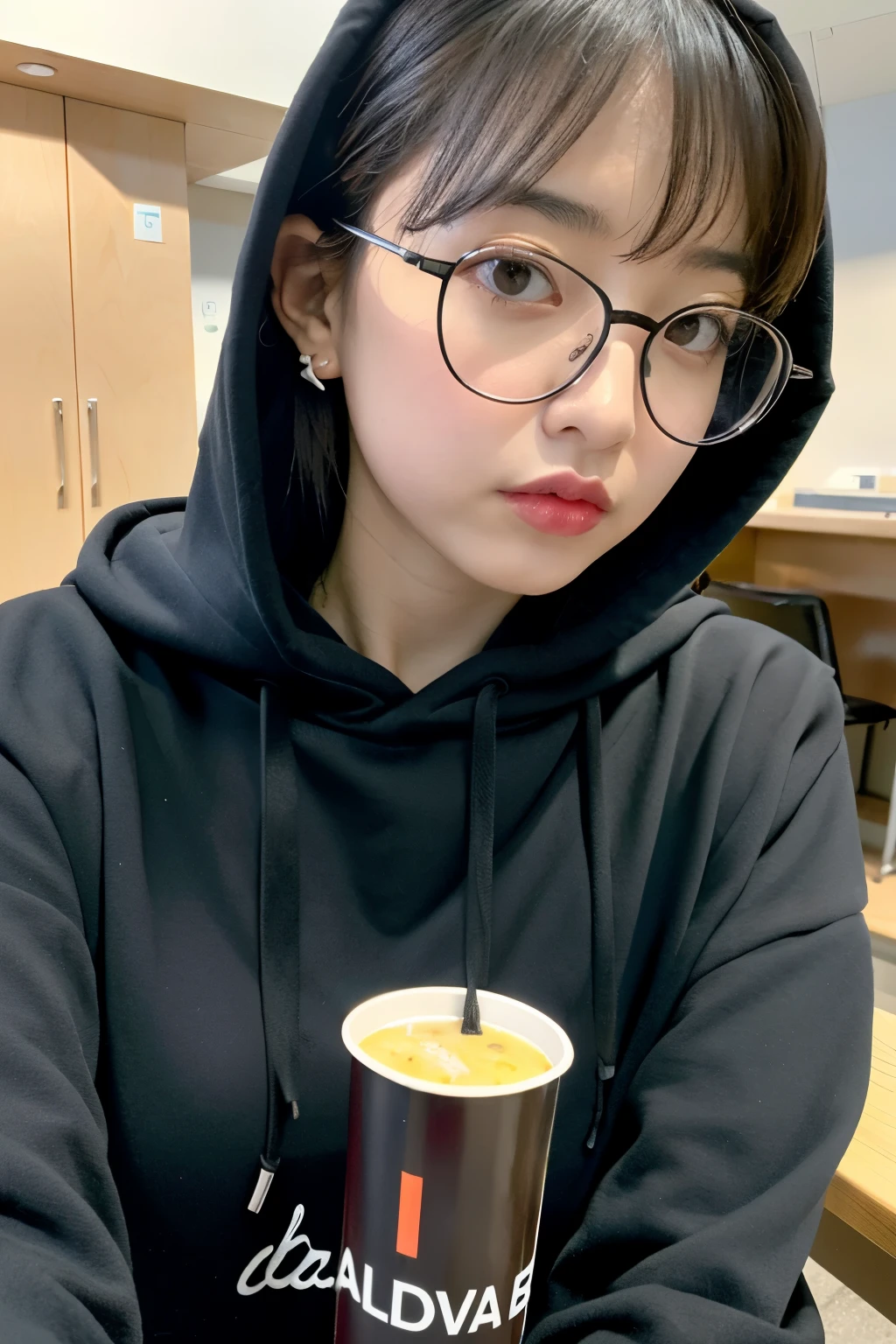 big breasts glasses hoodie