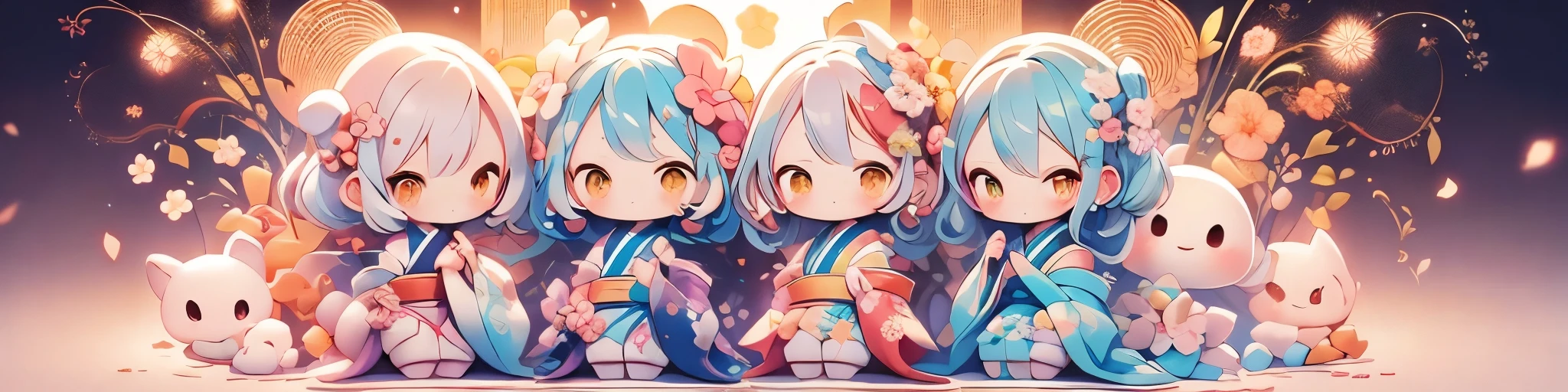 top-quality、masutepiece、Official art、Happy New Year,New Year、Kimono、Focus on people、best composition