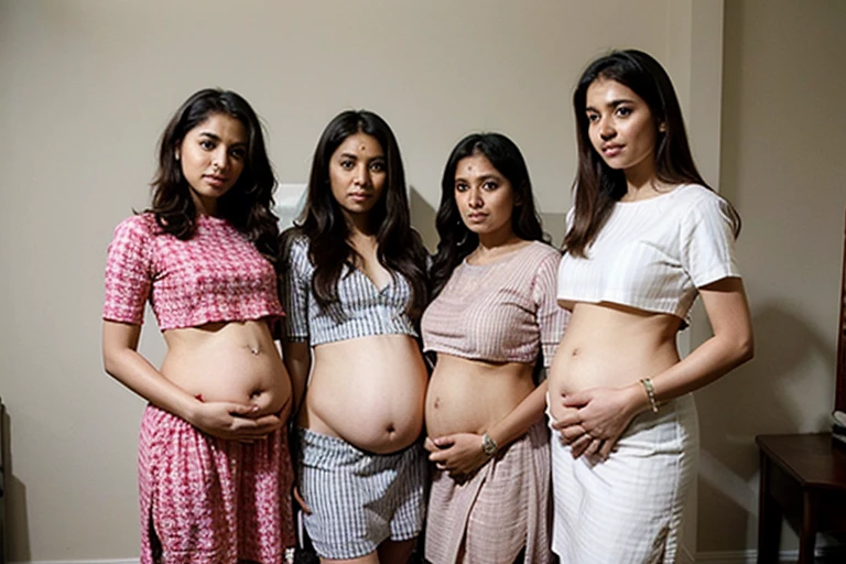 Pregnant indian sisters in stripes club