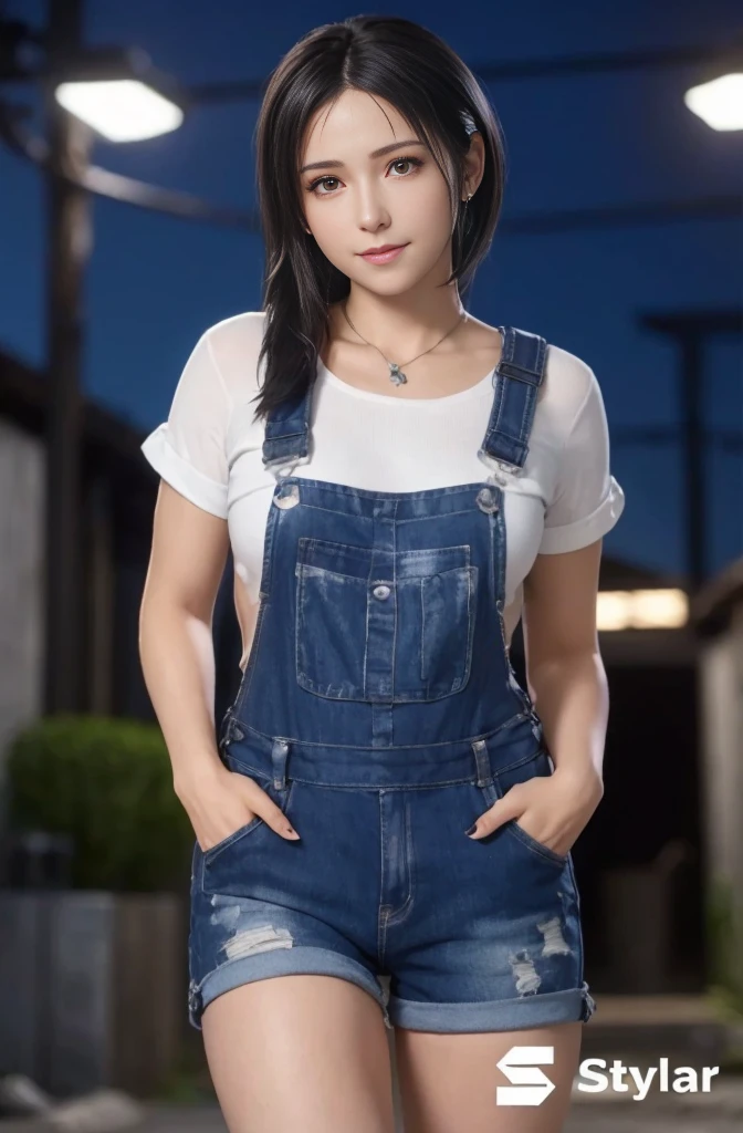 (best quality,ultra-detalhado),(Realistic:1.37),Tifa Lockhart, Rosto bonito e detalhado, maquiagem preta nos olhos, textura ultra realista, rosto delicado, expression a slight cute smile