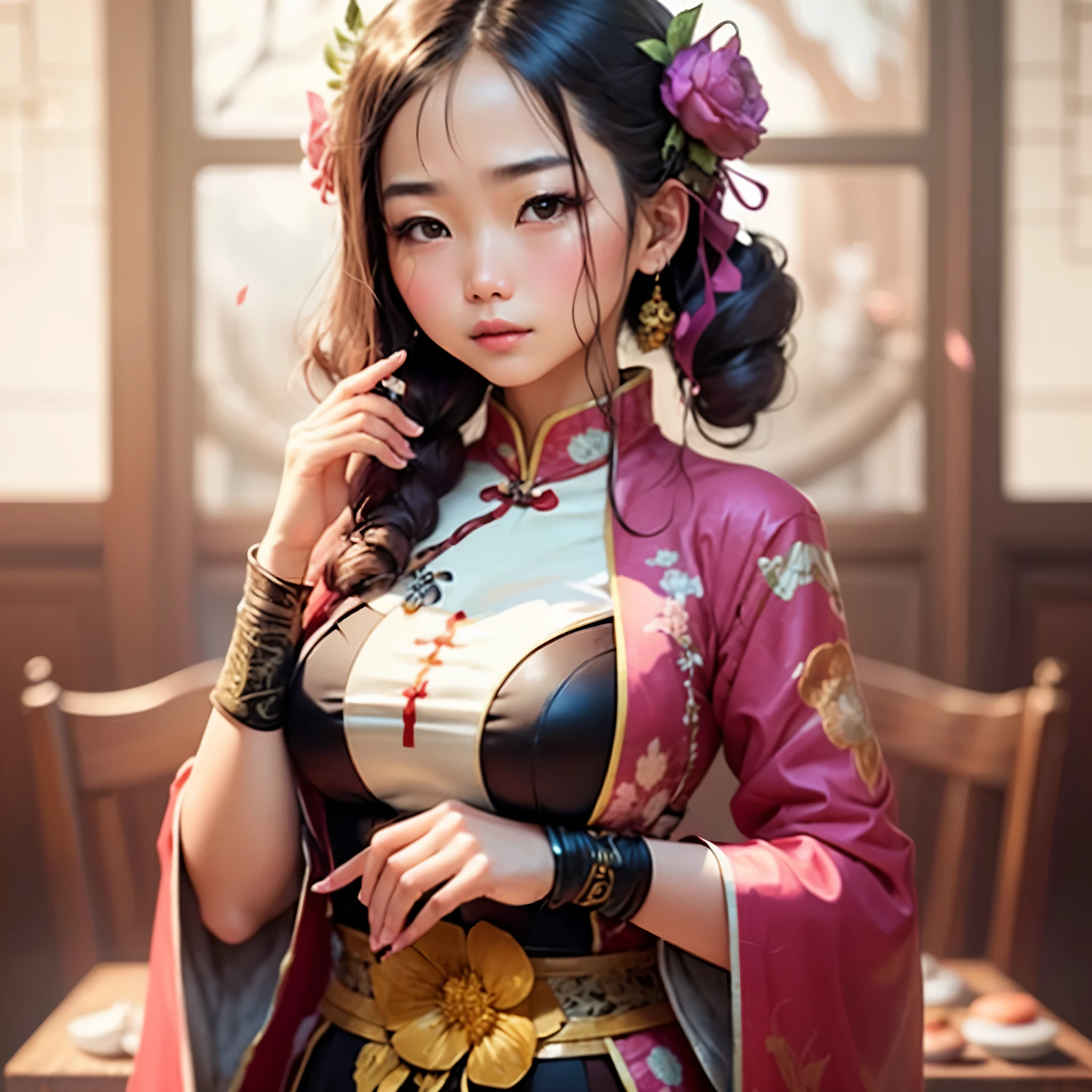highest quality、High resolution、Super detailed、masterpiece、(Live shooting:1.5)、genuine:1.5、photogenuineistic:1.5、very delicate and beautiful、small details、(Japan around 1700:1.5)、1 female、(super beautiful)、(beautiful face:1.5)、(detailed face:1.5)、(fine eyes)、(detailed lips)、(detailed nose)、(Kunoichi)、(Ninja Costumes)、(barefoot:1.5)、(spread your legs:1.5)、(In a room of the feudal lord's mansion:1.5)、(At SFW)