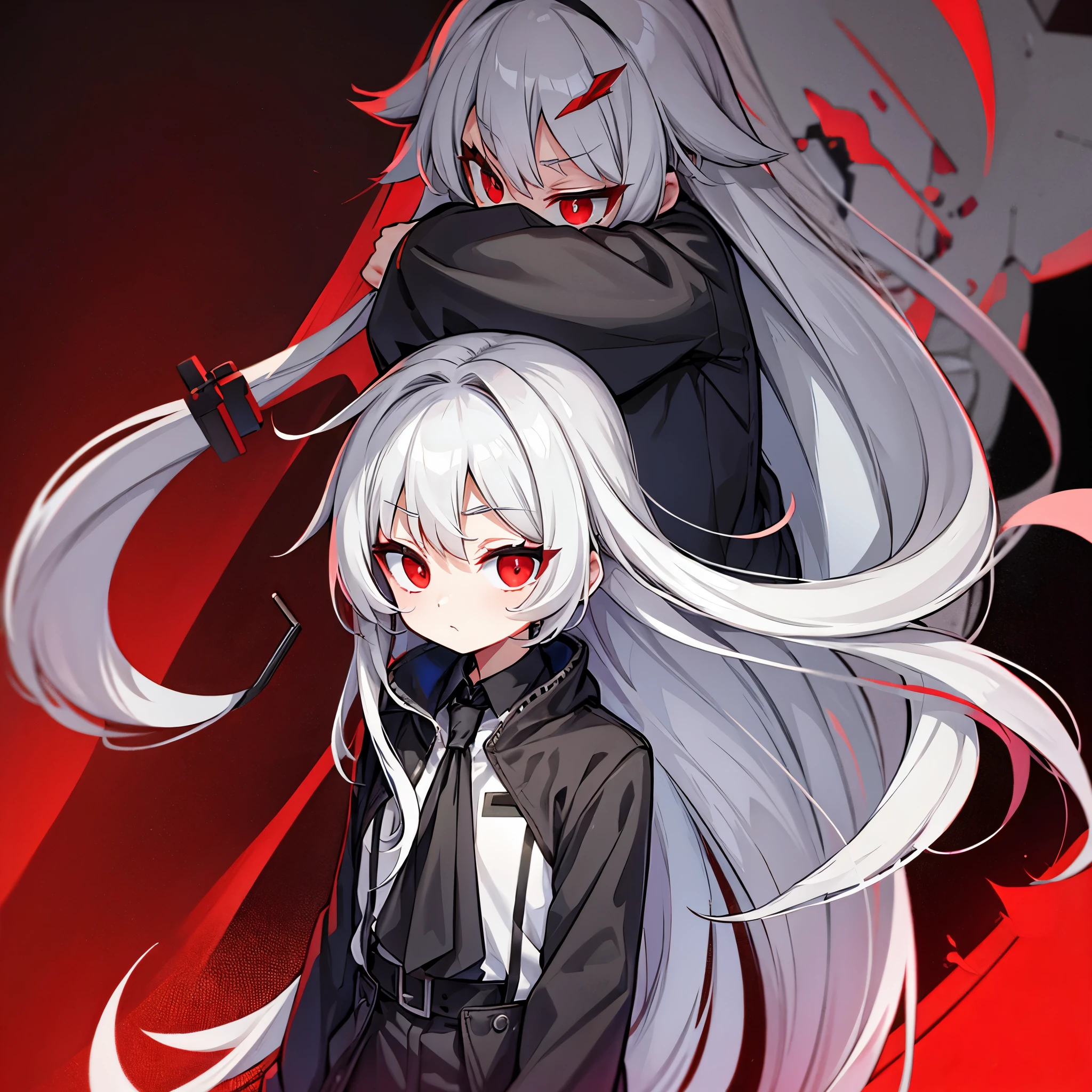 cigarette gray hair long hair man red eyes