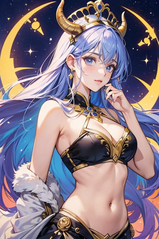 masterpiece, best quality, 8k quality, ultra detailed, a dark skin moon goddess with nine fox tails, beautiful, sexy, white hair, attractive bust, thick thighs, detailed hands, 8k quality, wearing a moon tiara, silk covered bust, no nudes, eyes that shine like the moon, detailed quality, detailed background, monuments in background, glowing moon in background,