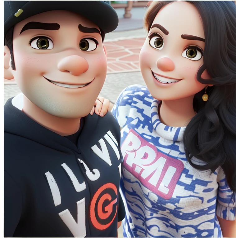 Um casal estilo disney pixar, alta qualidade, melhor qualidade