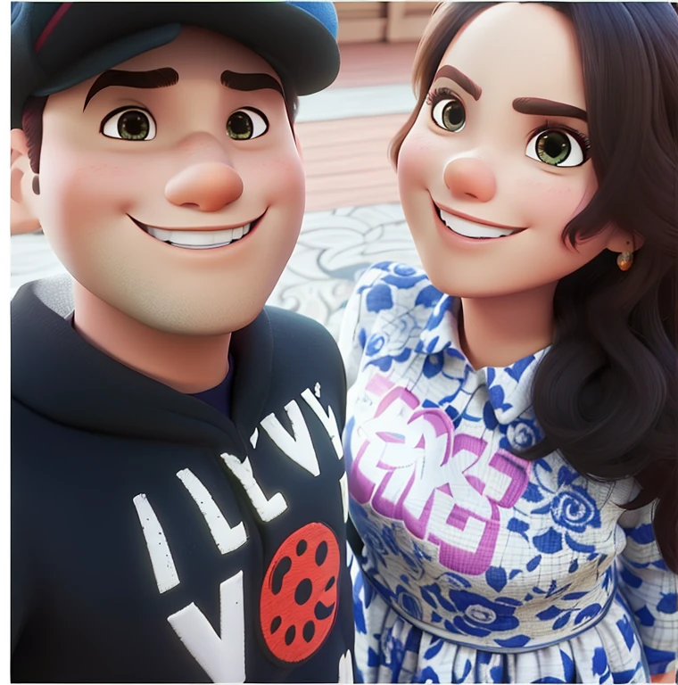 Um casal estilo disney pixar, alta qualidade, melhor qualidade