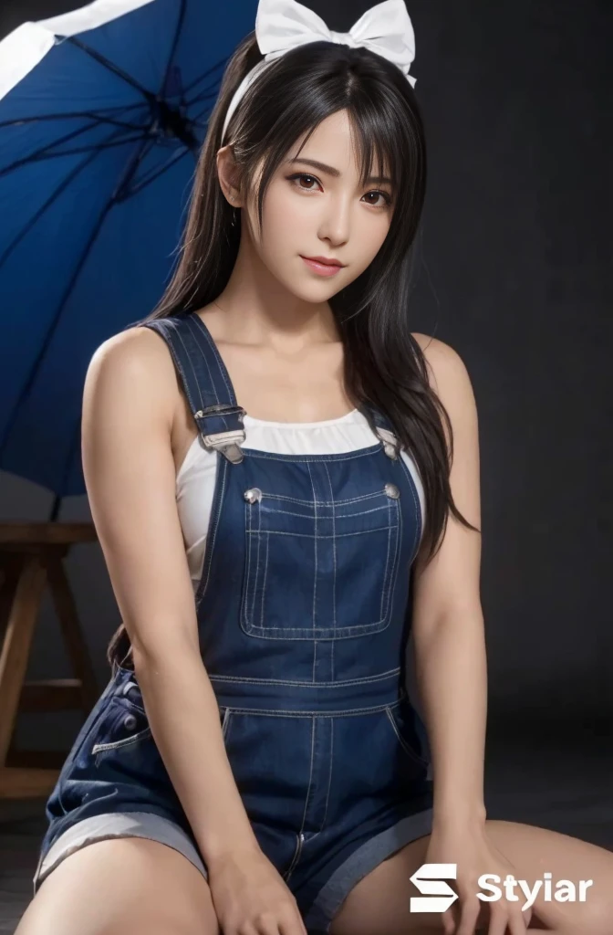 (best quality,ultra-detalhado),(Realistic:1.37),Tifa Lockhart, Rosto bonito e detalhado, maquiagem preta nos olhos, textura ultra realista, rosto delicado, expression a slight cute smile