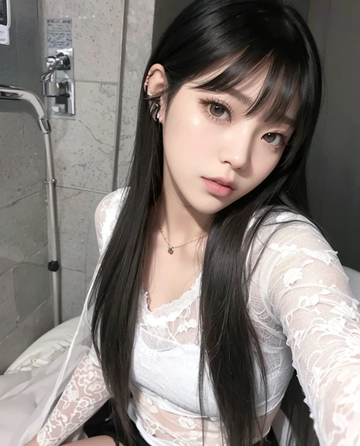 Arafed Asian woman with long black hair sitting on a chair, como franja, Lalisa Manobal, como  completa, Ela tem cabelo preto como franja, Chica coreana, cabelos longos como franja, cabelo arrumado como franja, ulzzang, cabelo comprido como franja completa, Lalisa Manoban de Blackpink, franja central separada, Hermosa mujer surcoreana