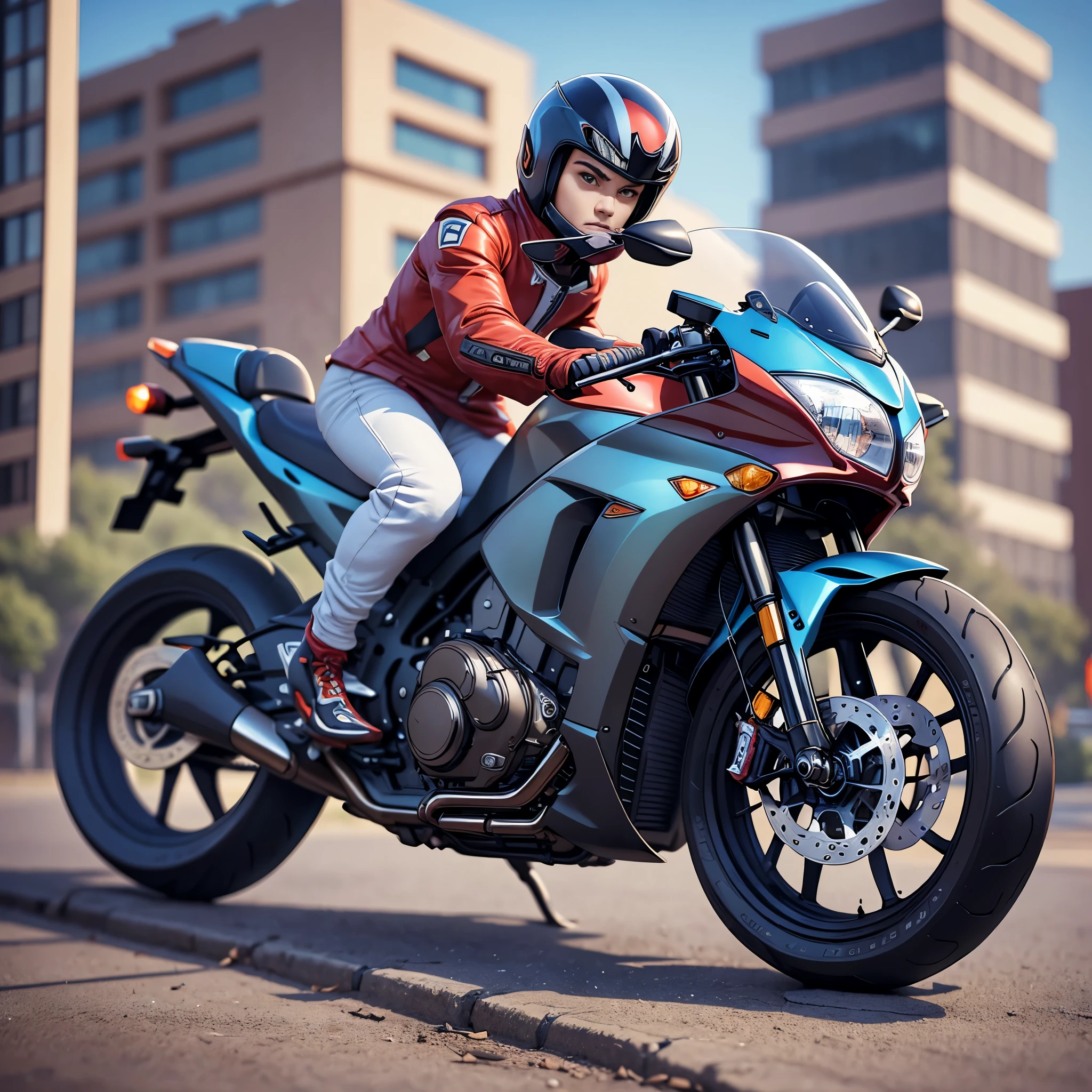 Boneco funko 3D de um homem chamado "fantasma" com o estilo motoqueiro fantasma, usando capacete de cranio, vestindo um jaqueta preto, causa preto, sapato preto. He&#39;s on top of the bike, ao lado de um cachorrinho Terrier. The Funko doll must be next to its box with the “ghost” logo and name, --auto --s2