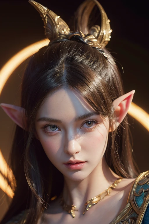 (((masterpiece))), best quality, hyper detailed gouache style painting portrait of a group of beautiful female elves, smooth shadows, hyper realistic textures, 8k, best quality, realistic cartoony features, stylized illustration, smooth shadows, correct anathomy, chromatic aberration, neon highlights, global warm lights, dynamic poses, expressive facial expressions