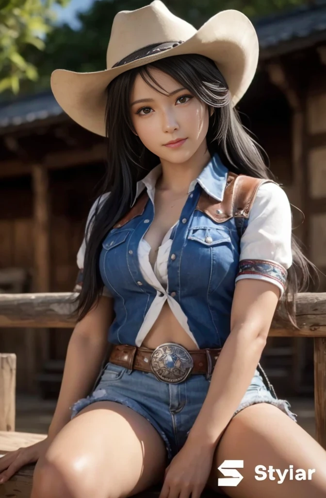 (((Cowgirl Sex:1.5))),((Japan Woman)) ,(((Insert into :1.5))),Solo,Wet body,Fluid leakage from the crotch,Open her mouth wide and stick out your tongue,(Nipple ,Breast exposure,toppless :1.2),Erotic,Black hair, longeyelashes, Shy face,Obscene,obscenity,Fornication,fascinated expression,closed her eyes,yawns,drool from the mouth,Super Detail, Best Quality, Big breasts,(Jeans in a ten-gallon hat:1.2),(beast:1.2),Small moles under the eyes