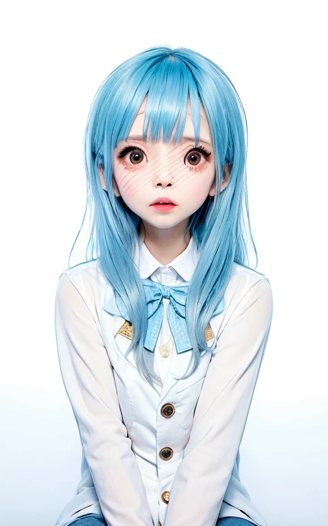 1girl, japanese girl, long hair, blue hair,
