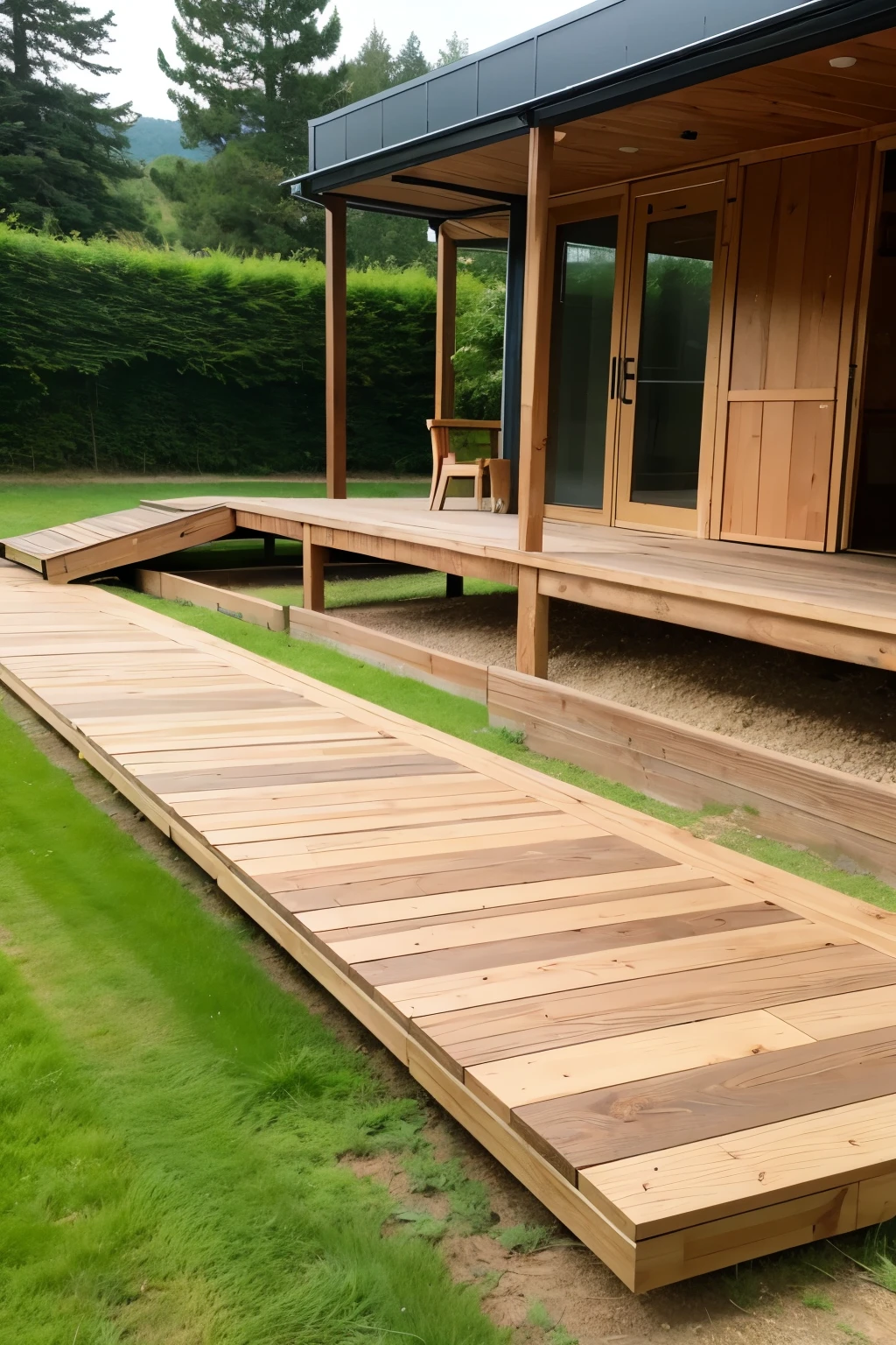 wood，furniture，exteriors，robotnik，Construction site，incise，wood planks，Original color wood planks，wood frame，grassy fields