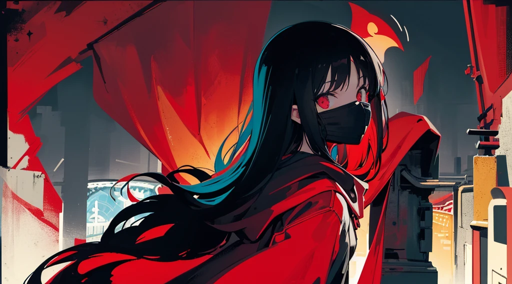 arafed woman in a black and red outfit with a black mask, iu lee ji-eun as a super villain, anime girl cosplay, trending on cgstation, anime girl in real life, wearing all black mempo mask, anime cosplay, cruel korean goth girl, trending at cgstation, range murata and artgerm, stunning anime face portrait