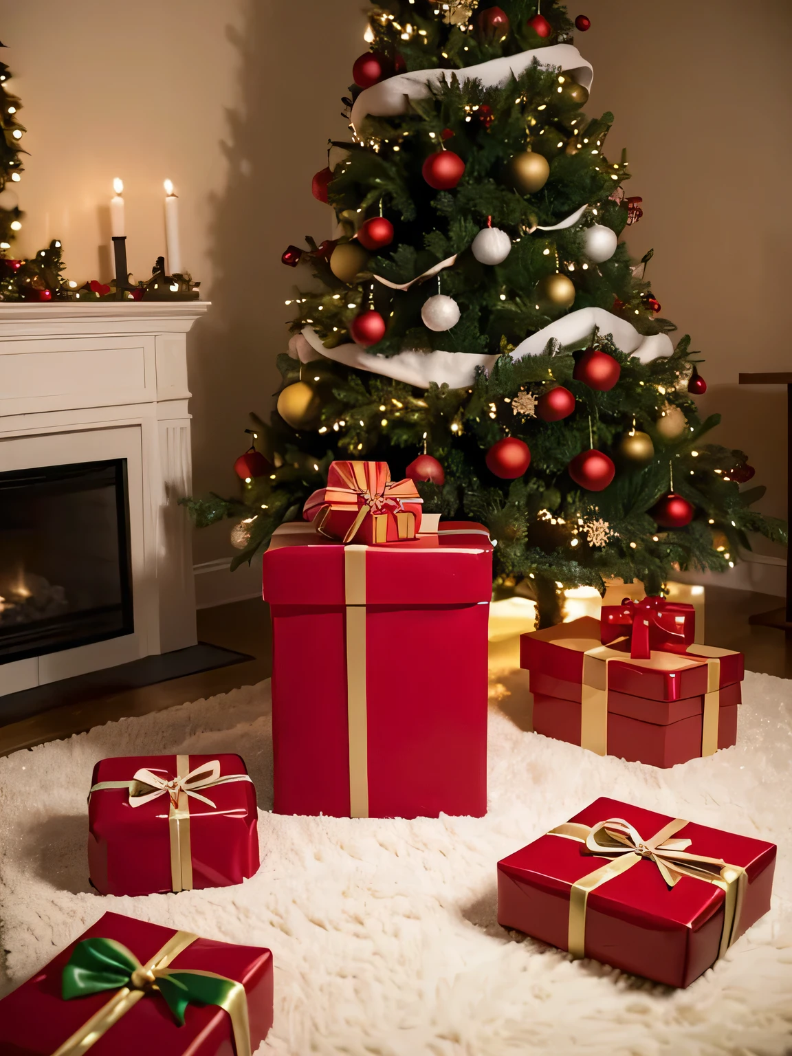 Several red boxes with green bows and a glass of wine, gifts, vacation season, Detailed picture, christmas, giving gifts to people, foreground background, The beautiful, gifts, seasonal, The beautiful!, vacation, CS, special, hight decorated, festive, Carrying a red bag, 1/30, DIY, grand!, There are many small decorations
