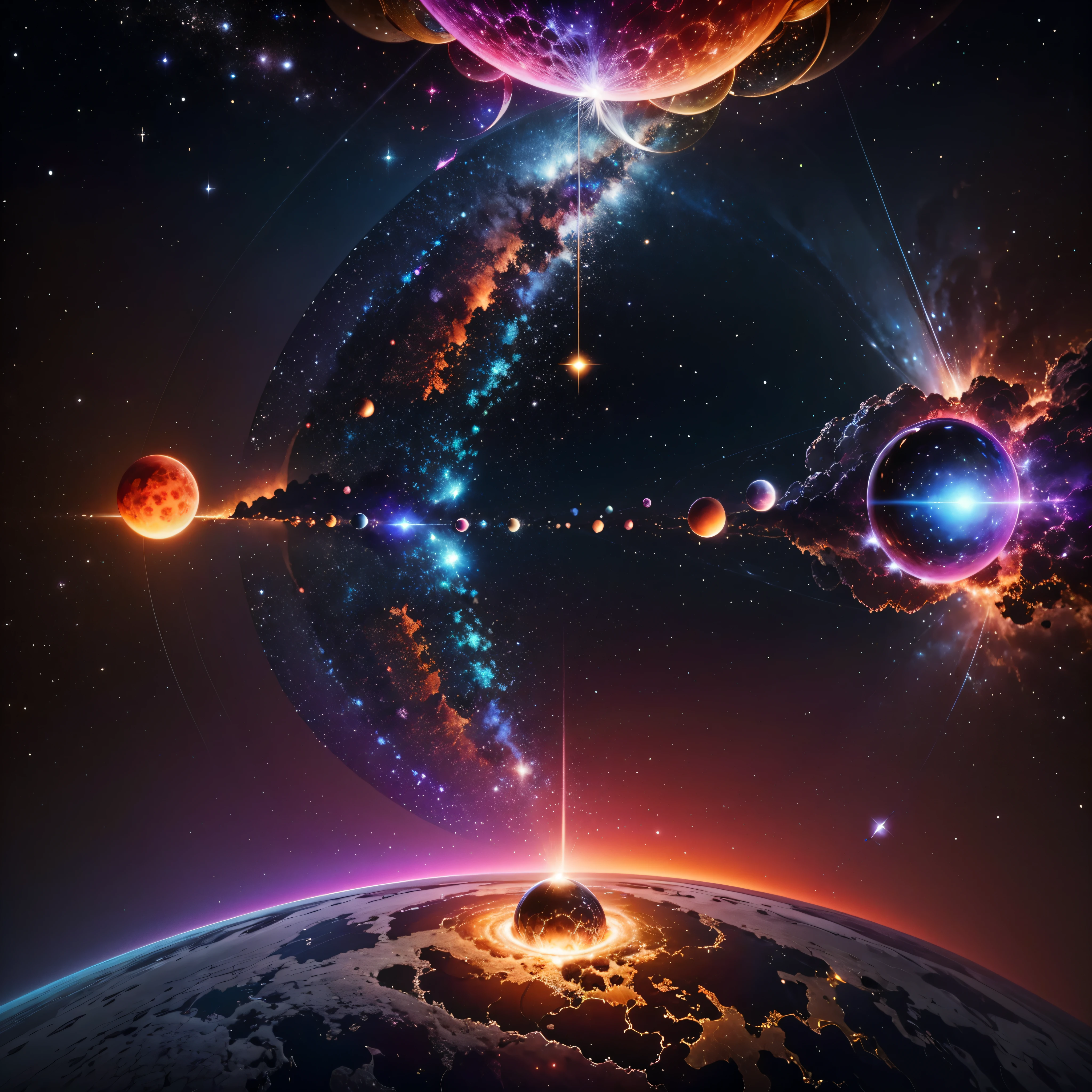 Astronaut:1.4 New Chat From the atom to the galaxy The universe is made up of a huge variety of objects, from the smallest atom to the largest galaxies. Atoms are the basic units of matter. They are composed of a central nucleus, which contains protons and neutrons, surrounded by electrons orbiting around it. Atoms combine to form molecules and compounds, which are the basis of chemistry and life. The molecules, in turn, combine to form cells, which are the basic units of life. Cells organize themselves into tissues, organs, and systems, forming the human body and that of other animals and plants. In addition, there are other subatomic particles, such as quarks and leptons, that are studied in particle physics. As we move away from the subatomic world, we encounter the planets and stars. Our solar is made up of the Sun, planets, asteroids, comets, and other objects. Stars, in turn, cluster into galaxies, which are huge structures containing billions of stars, as well as nebulae, star clusters, and black holes. The entire universe is filled with galaxies that cluster into superclusters and form a vast cosmic web. And there's still so much more to discover and explore beyond what we know to date masterpiece meticulously intricate ultra_high-details extreme improved ultra_high-quality ultra_high-res ultra_photo-realistic optimal ultra_sharpness perfection accurate volumetric Lightning contrast global illumination cgi vfx sfx reflex Octane_rendered ultra_high-def UHD XT3 DSLR HDR romm rgb pbr 3dcg fxaa blu-ray vivid colors-coded anti-aliasing fkaa txaa rtx ssao opengl-shaders glsl-shaders post-processing post-production cell-shading tone-mapping ❤luminescence Heart glow hearth Crystalline earth radiant varies multi etc. --s 1000 --c 20 --q 20