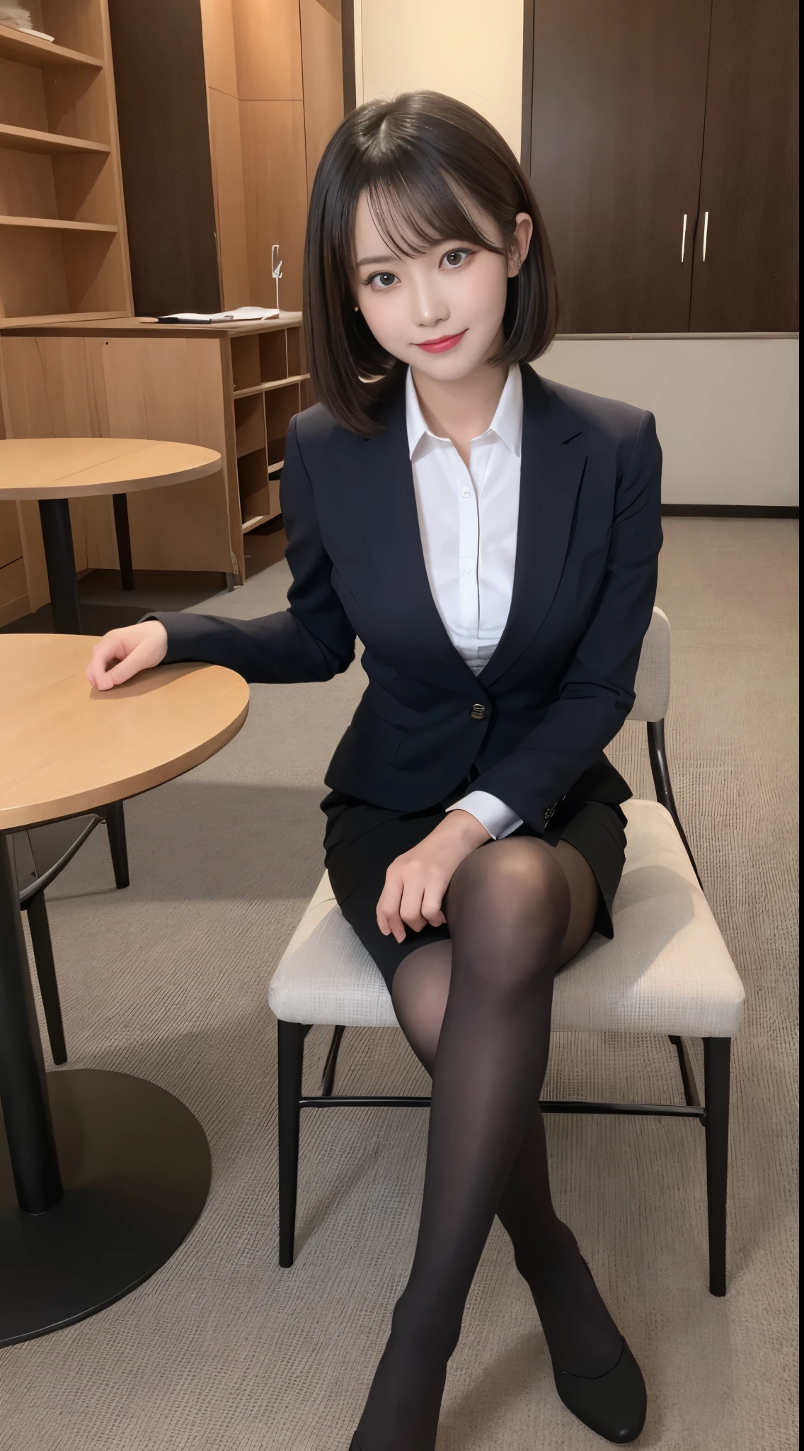 Arafed asian woman in a business suit sitting on a chair - SeaArt AI