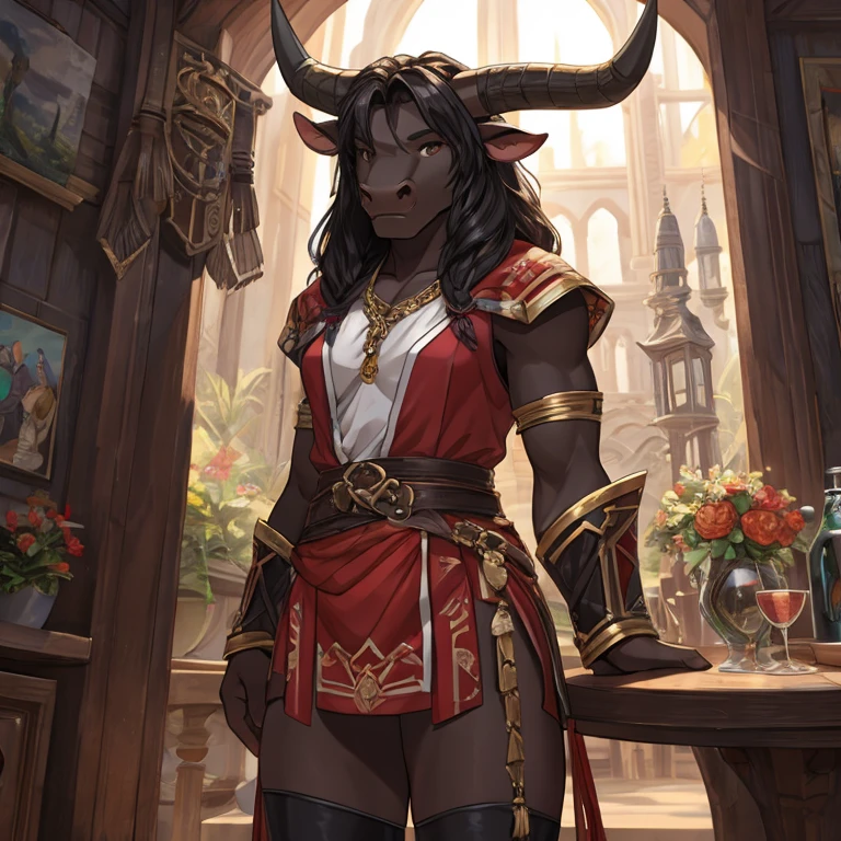 a minotaur, teens girl,Detailed character details