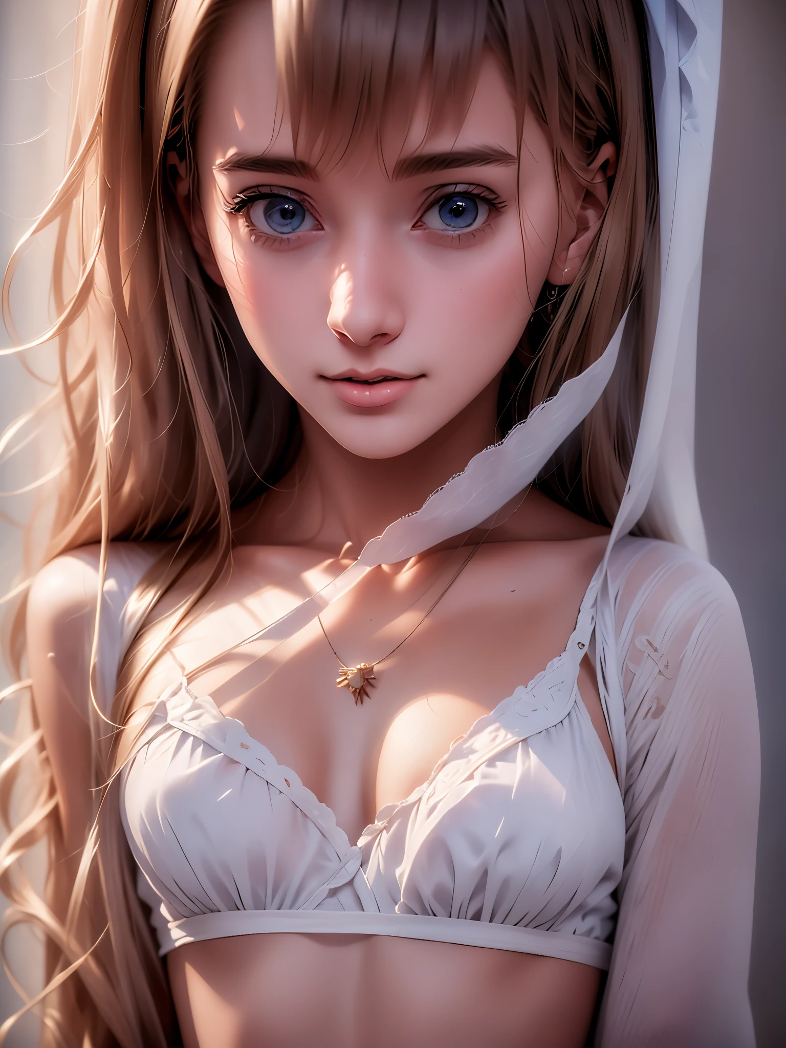 **** anime girl in pink wet clothes, Realistic Shadows, Detailed skin, Very small breasts, Black hair, Hair Ribbon, Very detailed, 8K highly detailed face, Perfect face shape, Perfect lips, Perfect nose, Correct beautiful eyes, Watching Viewer, masutepiece, Best Quality, Single Girl, No bra, No panties, Solo