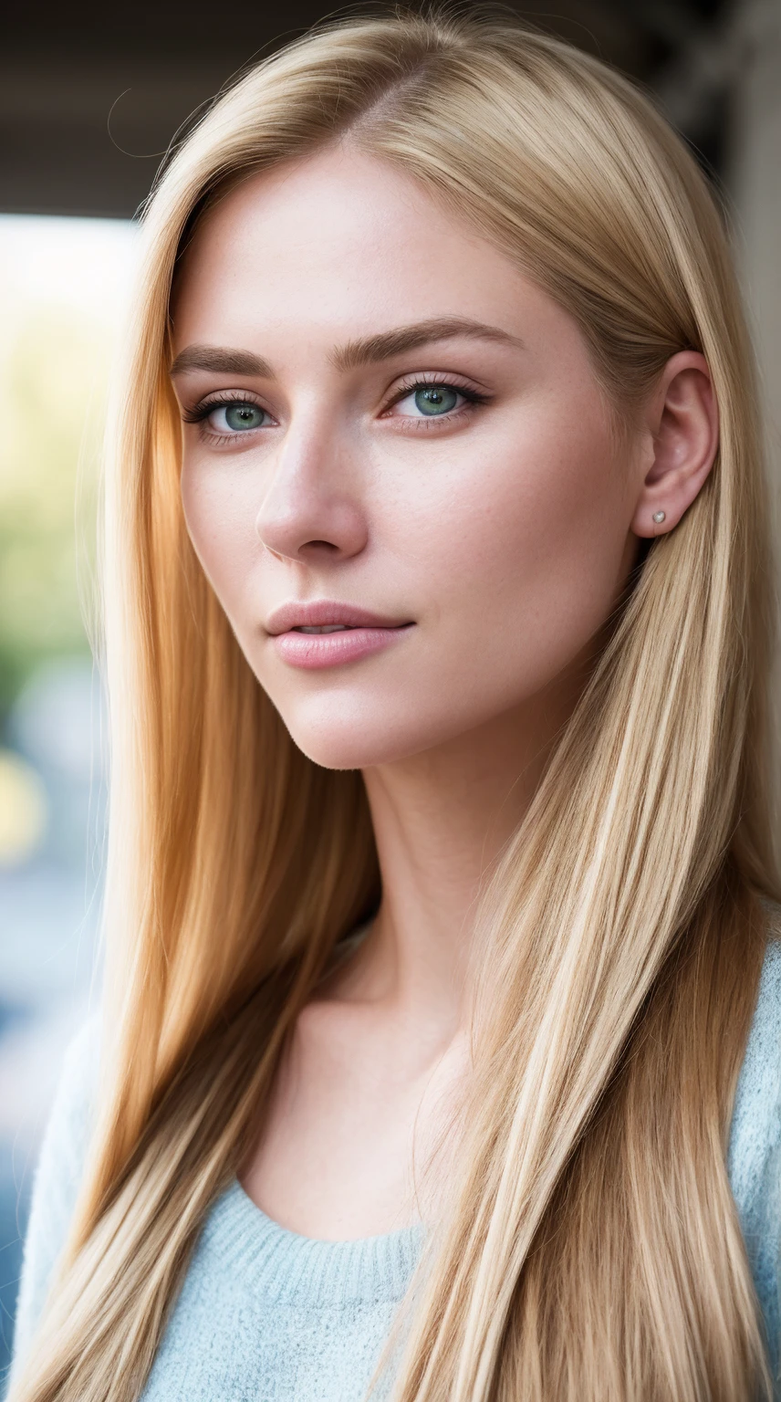 (masterpiece:1.3), (8k, photorealistic, RAW photo, best quality: 1.4), (1girl), beautiful face, (realistic face), (blonde hair, long hair:1.3), beautiful hairstyle, realistic eyes, beautiful detailed eyes, (realistic skin), beautiful skin, (sweater), attractive, ultra high res, ultra-realistic, highly detailed, golden ratio, (caucasian:1.5),(photo realistic:1.4), (hyper realistic:1.4), (realistic:1.3), (smoother lighting:1.05), (increase cinematic lighting quality:0.9), 32K, 1girl, realistic lighting, backlighting, light on face, ray trace, (brightening light:1.2)