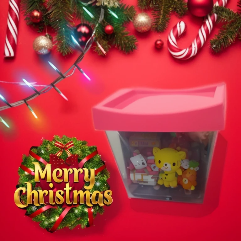 there is a pink box with a christmas decoration on it, christmas, by Kanbun Master, official product image, merry, toy package, festive, tiny, presents, promo, ๐ ๐ ๐ ๐, ๐ฃ ๐ฅ, ๐น๏ธ ๐ ๐ซ ๐ค ๐ฌ, ๐ฐ ๐ โ ๐, โค๐ฅ๐๐ช, promo art, CGI, highly recommended, high quality, high resolution, 4k , no blur, good, 3D illustration,