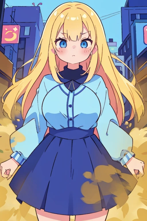 Insanely detailed, absurderes, 超A high resolution, Ultra-detailed, Best Quality, 1 girl, Solo, , nice hand, Perfect hands, BREAK, (Wearing a winter uniform), Upset, Closed mouth, Walking, 45 angle, Cowboy Shot, Looking at Viewer, BREAK, slender, kawaii, Perfect symmetry face, Super cute girl, Super cute face, Ultra-detailed細目, Ultra-detailed細な髪, Super cute, ultra beautiful, CanonEOS, SIGMA Art Lens 35mm F1.4, ISO 200 Shutter Speed 2000, BREAK, in Harajuku, Shibuya, tokyo prefecture, Street, Large crowds, Cityscape, medium large breasts, BREAK, (white) Blonde hair, Medium Hair, hair messy, Blue eyes, hair between eye,(women stink)