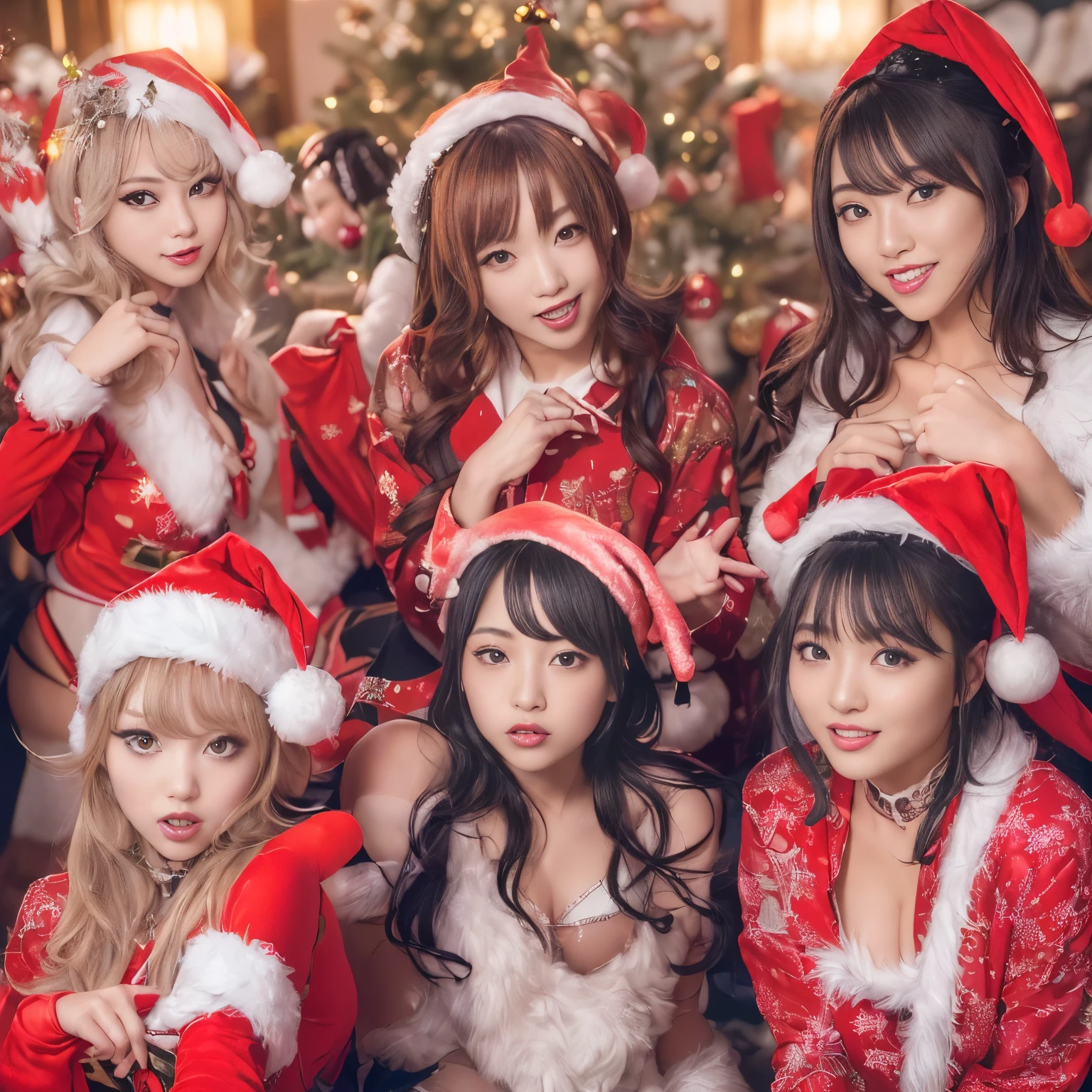 ((Best-quality, Masterpiece, Ultra-High-Resolution, (Photorealistic:1.4), Raw-Photo, Extremely-Details, Perfect-Anatomy)), 3-girls, (((all 10-years-old))), all the most popular Japanese idols, (((all having a lot of fun at sexy-Christmas-orgy, all get sexual-excited, dynamic-pose))), (((all extremely cute face like a most famous Japanese idols))), (((all extremely beautiful big-black-solid-eyes, all extremely beautiful black-short-cut-haired))), all extremely beautiful lips, all extremely beautiful long-eyelashes, (((all extremely beautiful realistic-skins))), (((all wearing extremely sexy-Christmas-costumes, detailed sexy-Christmas-costumes))), detailed sexy-Christmas-orgy