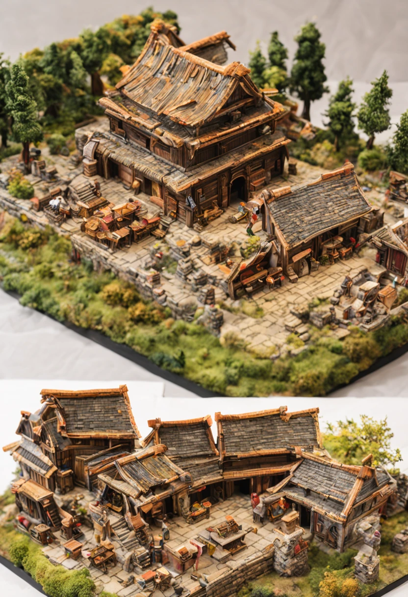 roman empire han empire mountain village center stage valley detailed furniture
