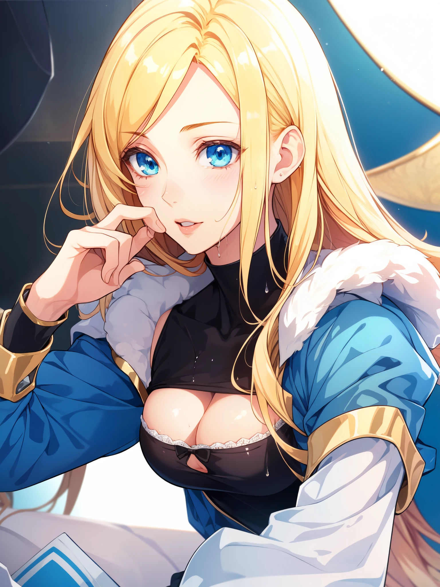 ((best quality)), ((masterpiece)), (detailed), perfect face, Girl with blonde hair , high detailed, full body, 4k, blue eyes, ray tracing, sharp, total white background, red brassiere, wet