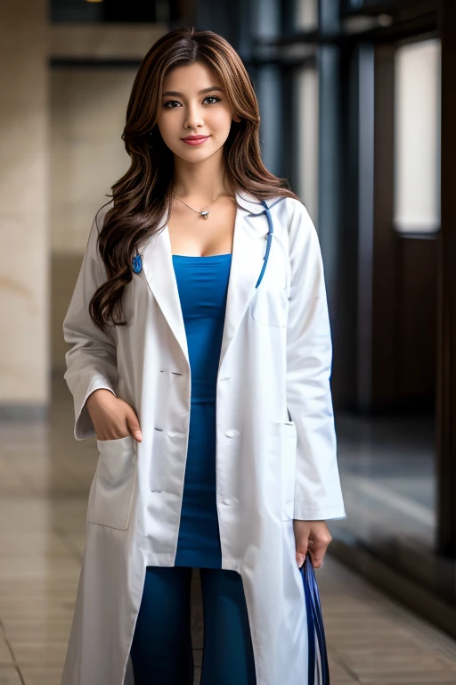 Photorealistic beautiful doctor、stunningly beautiful、doctors white coat, Doctor Fashion、(top-quality、8K、32K、masterpiece、nffsw:1.3)、超A high resolution,(Photorealsitic:1.4),Raw photography, Detailed face,,Beautiful long hair, ((Doctor Style)), , tight skirts、 Natural makeup, Breast cleavage, large full breasts、inside hospital, Detailed background, Perfect Lighting, depth of fields, Beautiful shadow gradient,stethoscope , (((fullbody))), whole body capture, fullbody, legs wide open, open legs, black pubic hair, eyes on camera, details eyes, beautiful eyes,