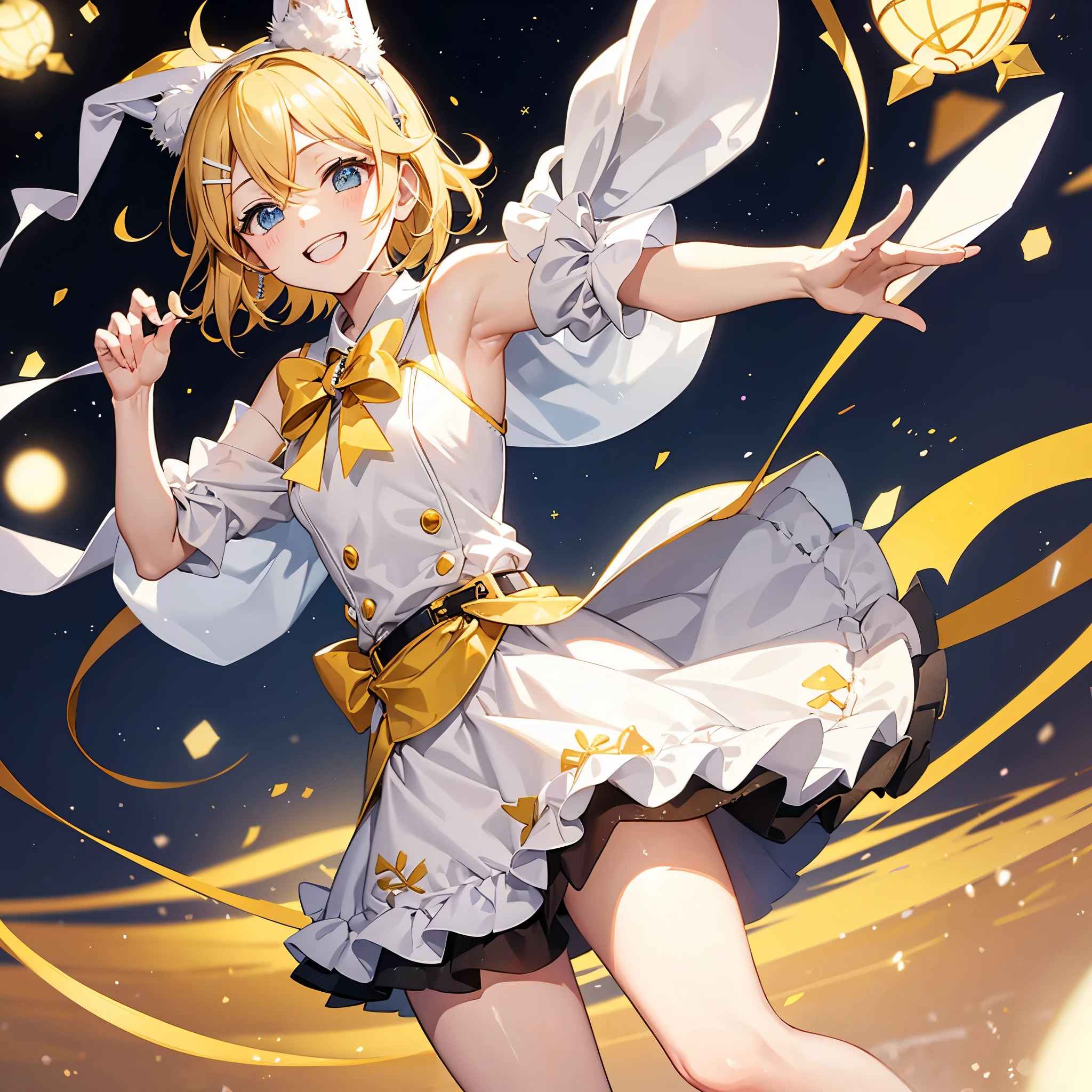 Kagamine rin en、una sonrisa、Navidad、Vestido con el traje de Santa Claus、