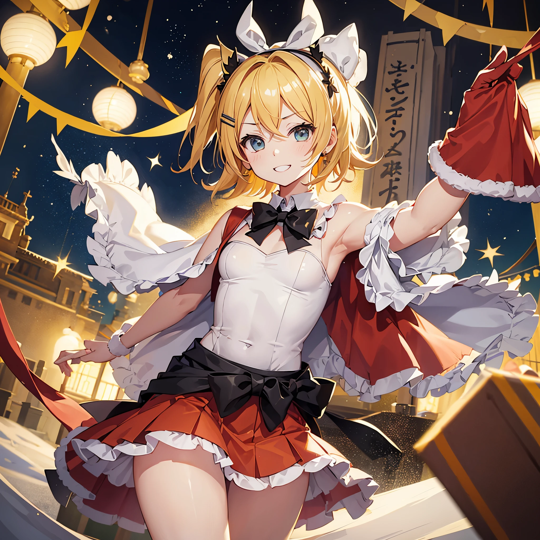 Kagamine rin en、una sonrisa、Navidad、Vestido con el traje de Santa Claus、Christmas Fund ,Perfect Anatomia