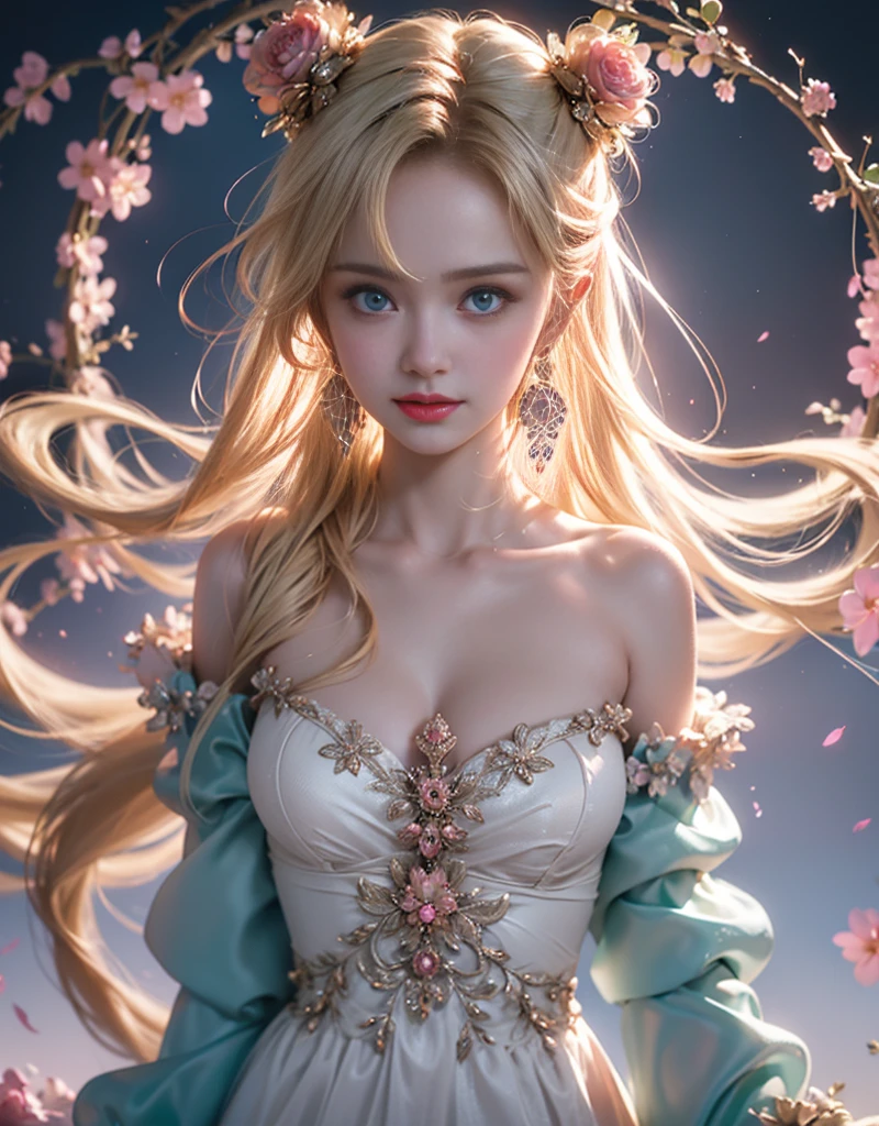 tmasterpiece，Highest image quality，super detailing，Best quality ,Extremely Delicately Beautiful, Very meticulous,Best quality, offcial art, extremely detaild的 CG unified 8k wallpapers, portrait photo of an, The most beautiful look，blond hair blue eyes，Radiant skin and radiant eyes:1.1), pretty skin,(Detailed lighting:1.2), (Beautiful and detailed light:1.3), deep understanding, beautiful nude color, iintricate, digitial painting, smooth private parts, Focus sharp, The end of the world, Epic reality,looking at the camera in， (HighDynamicRange:1.4),facing at the camera， (pastel colour:1.4), Beautiful big breasts，The end of the world的, giving up, com cores neutras, natta, Screen space refraction, (Complicated details, ultra - detailed:1.3), art  stations, Cinema lenses, vignet, the complex background, buliding，Enchanted smile，face flushed，the shy，detailed back ground，（Dream catcher earrings in various colorlack in color，white colors，in pink，purpleish color，red colour，blue colors，orange colors，green color，cyan colors，，），sexy and sultry，（The kinky is exposed，Camel toes，Combed through the dark and thick hair，），The sexiest look，Peach Milk Tea Smooth Velvet Versailles Dress，