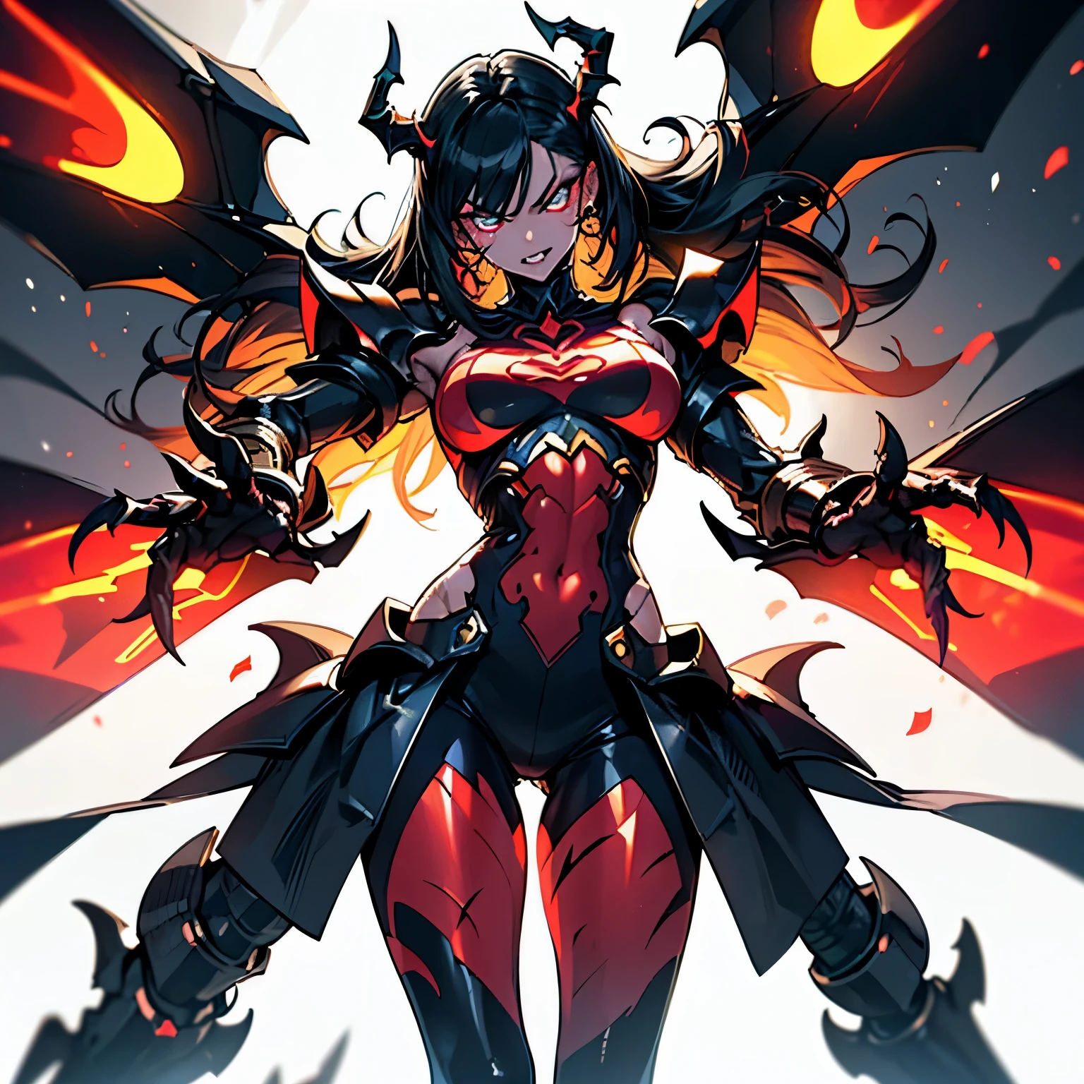 ((highest quality)),(Ultra-high resolution),(Super detailed new),(Detailed Description),((The best CG)),(A masterpiece),Ultra-detailed art,A wonderful new art form,(Art with precise detail:1.5), (Female devil in latex bondage suit:1.6), night, energy,
