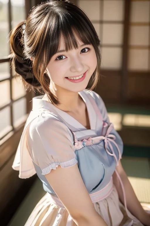 ((masterpiece))), (Two beautiful Japan girls, classmates, Innocence,kawaii,Boyish short-haired,A dark-haired :1.4)) ,超hight resolution, Realistic, ultra-detailliert, 8K,top-quality, Extremely detailed, Detailed background,A slender,very beautiful japanese girl, Detailed face:1.3), , (a baby face,kawaii系,adorable girl),(Best Quality,Photorealistic,hight resolution),Beautiful detailed eyes,Beautiful detailed lips,Smiling,Laughing,kawaii系,having fun,Joyful,excited,clew,cosy atmosphere,magical moments,,Memories that make you happy,cherish sisterhood,love and laughter、kawaii服装,Girl sitting,Sitting flat,A smile that makes you want to hug,accurate hands without incongruity,Precise feet without discomfort,short-cut,poneyTail,Kissing、Lori