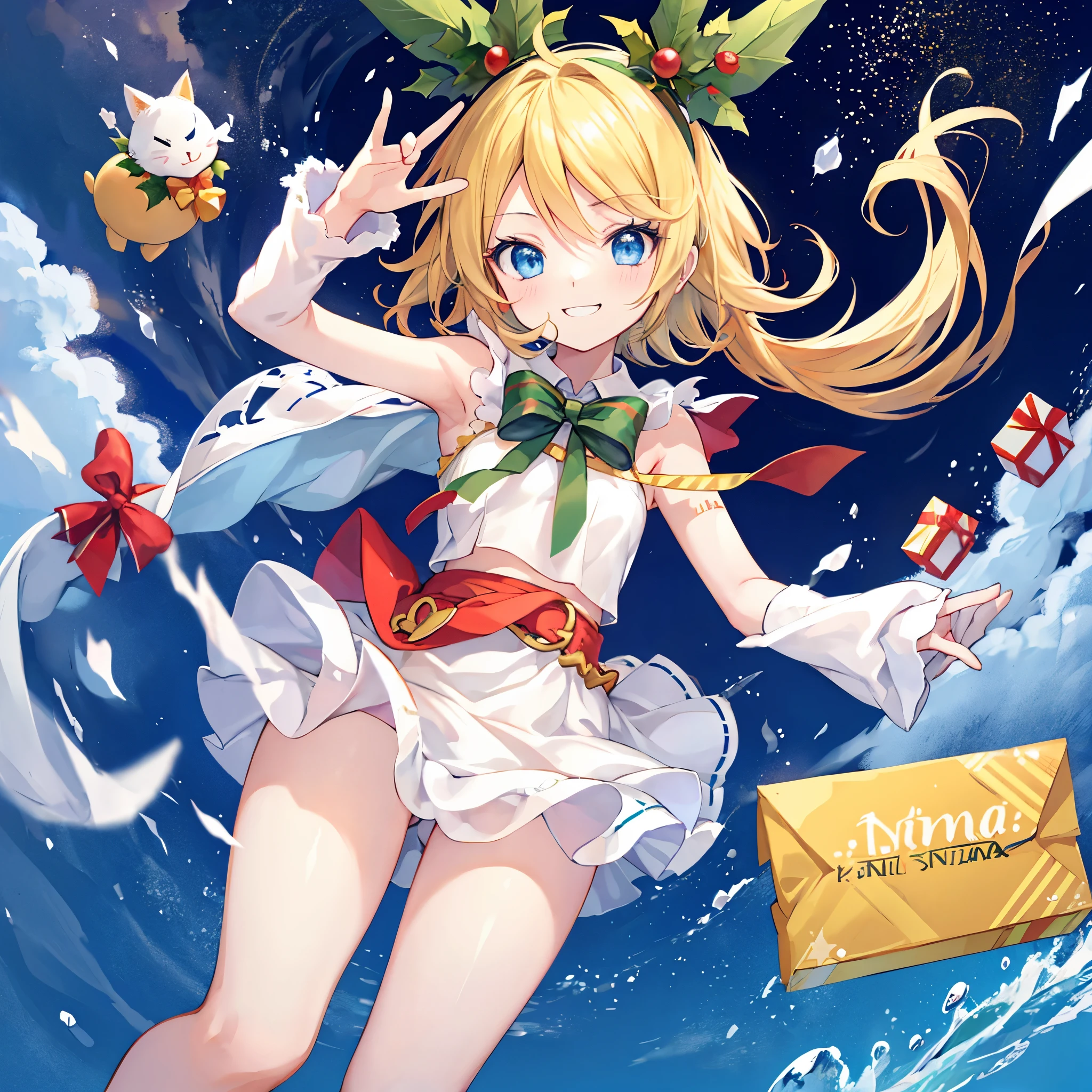 Kagamine rin en、una sonrisa、Navidad、Vestido con el traje de Santa Claus、Christmas Fund ,Perfect Anatomia