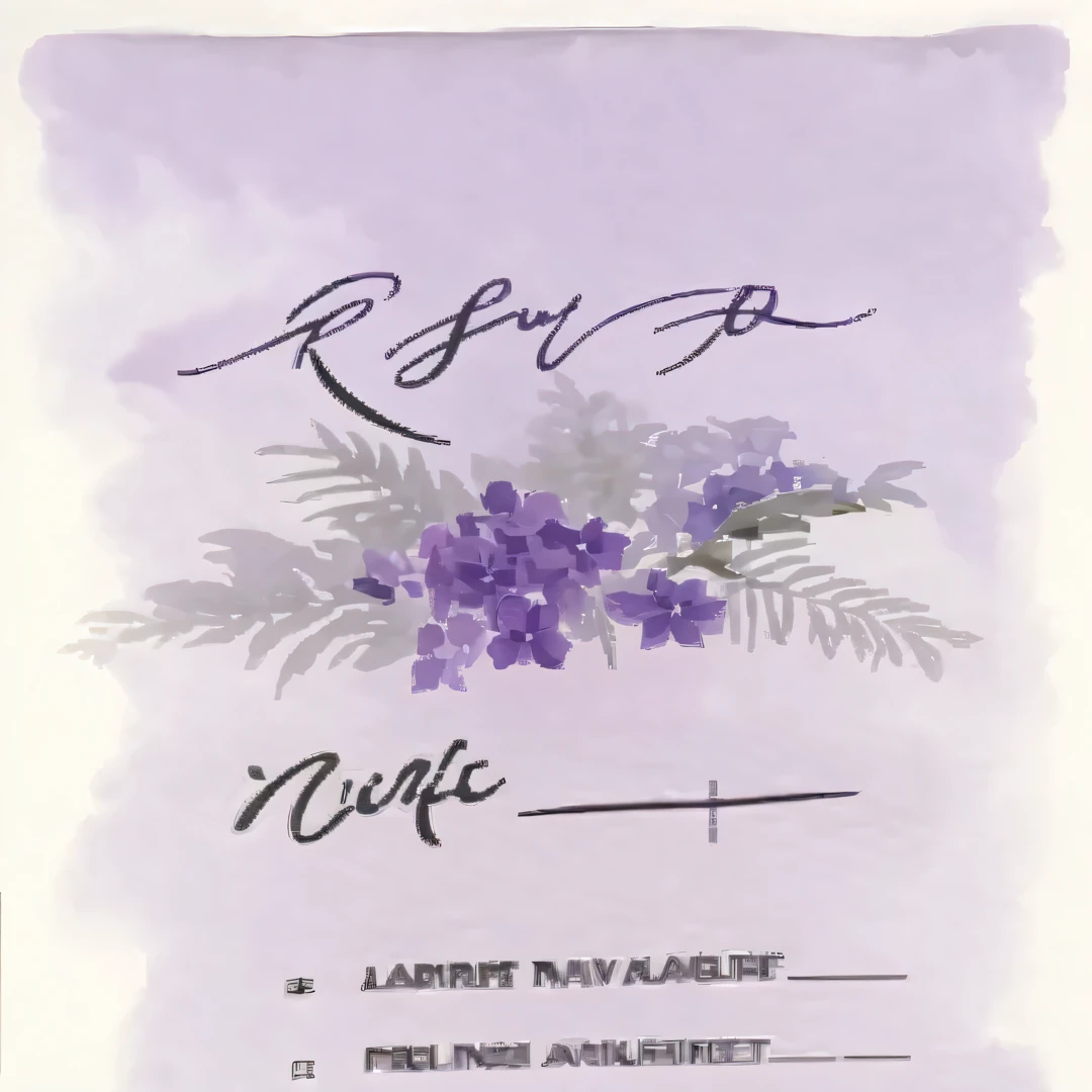 purpleish color的 watercolor painting of a bouquet of flowers with a name, purpleish color colored theme, purpleish color, ((purpleish color的)), purpleish color的s, Inspired by Pierre Joseph Redout, signature on the bottom, purpleish color的 themed, view above, clematis theme banner, purpleish color theme, closeup view, lilacs, closeup view, marc davis, r/artistically