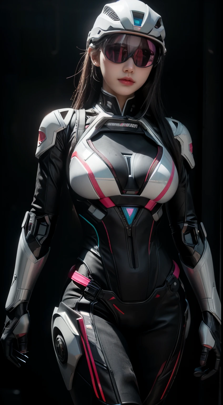(full bodyesbian:1.3),((best qualtiy)), ((tmasterpiece)), (the detail:1.4), A beautiful cyberpunk girl, hard disk mecha white suite,(scutes:1.3),Machinary,sci-fy,(Transparent sci-fi glasses:1.2),hdr(HighDynamicRange),Ray traching,NVIDIA RTX,Hyper-Resolution,Unreal 5,Subsurface scattering、PBR Texture、post-proces、Anisotropy Filtering、depth of fields、maximum definition and sharpness、Many-Layer Textures、Albedo e mapas Speculares、Surface coloring、Accurate simulation of light-material interactions、perfectly proportions、rendering by octane、Two-colored light、Low ISO、White balance、the rule of thirds、8K raw data、
