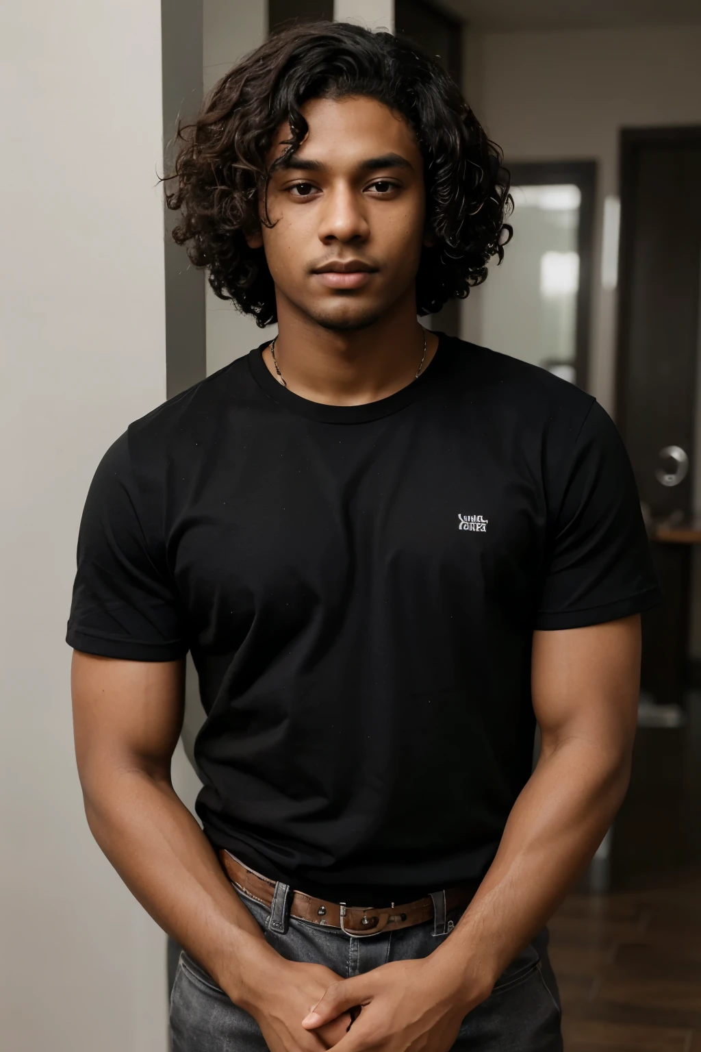 there is a dark skin man with curly hair and a black shirt, jayison devadas, around 1 9 years old, a black man with medium curly hair, curly middle part haircut, reddit post, taken in the early 2020s, with long curly hair, facebook post, 2 7 years old, ayan nag, 18 years old, 2 8 years old