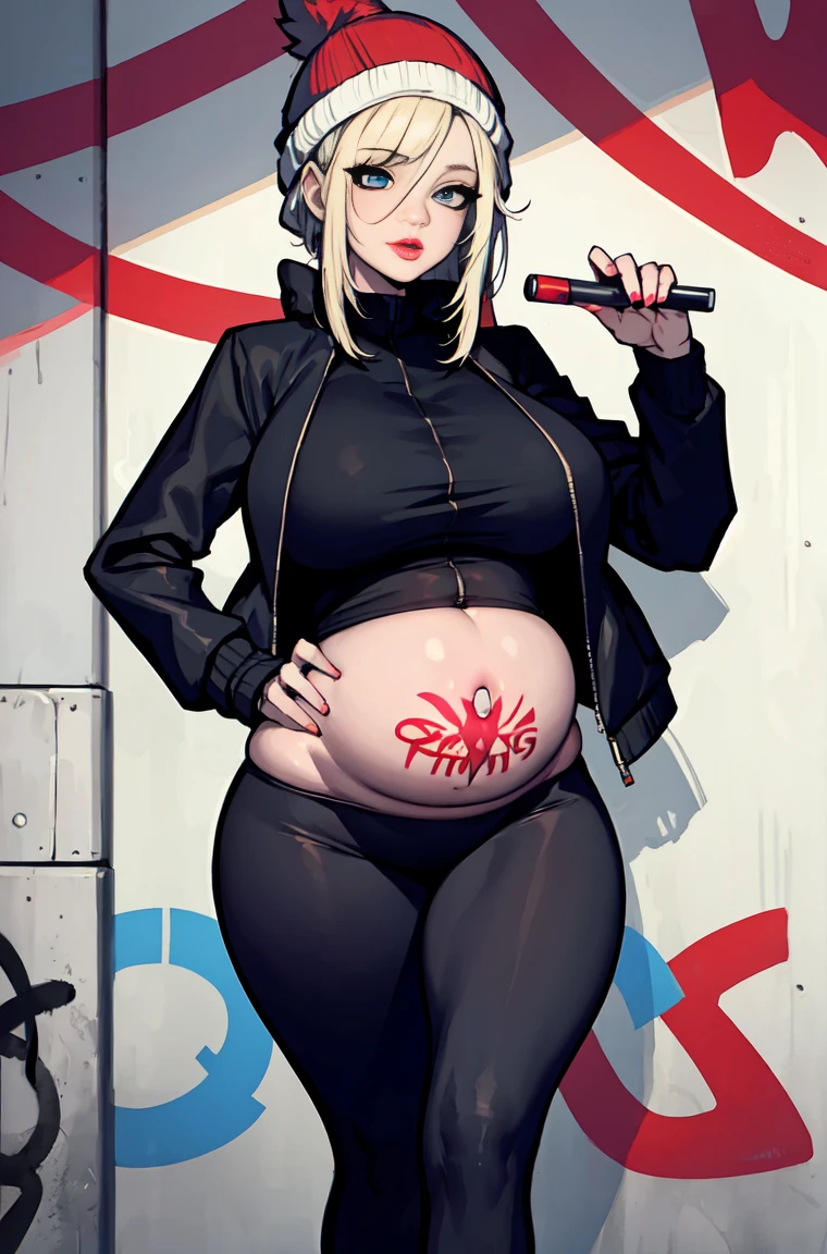 Slim sexy moaning Mercy with her round stuffed belly bulging from her tight too small suit with corsait, bulging underbelly, small boobs, burping