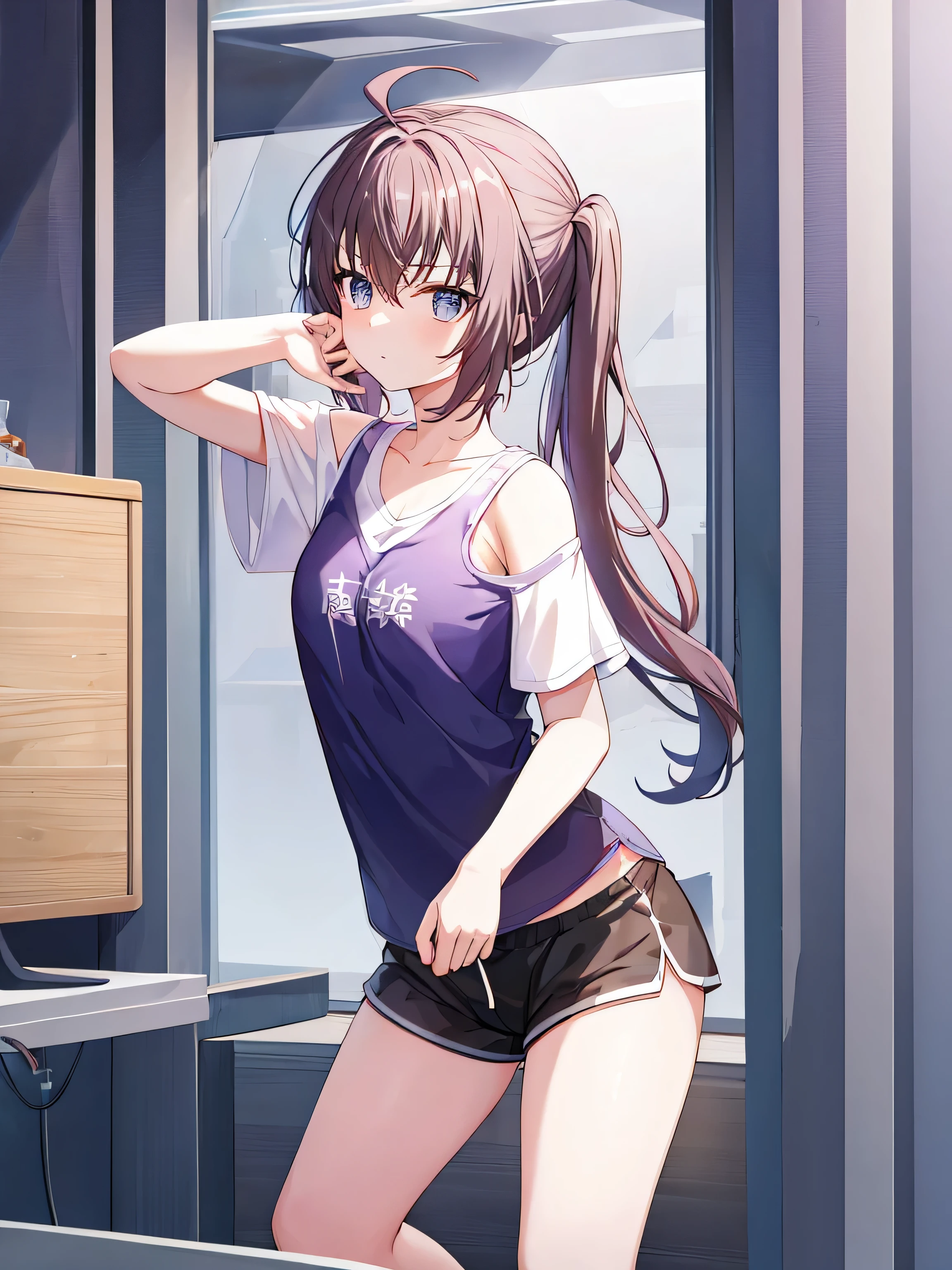 1 Sister, , Alone, , Black_shorts, Playing with the耍_, The purple_There are eyes, shorts, Lop,The white_the hair, dual horsetail, the hair_Decorative style, fail, fail_, face flushed, 窗帘, sitted, Sweated, 荷兰Bania_Bania, Indoors, fail_Playing with the耍_, _bshoulder, band_pinch slip, through bangs, deactivate_beaks, As estrelas_(symbol), tanks_top, short_shorts, As estrelas_the hair_Decorative style, janelas, V-shaped_eyebrows very, 鎖骨, bblurry, bigger_, _pinch slip, ahoge, dolphins_shorts, Playing with the_Playing with the耍s, bblurry_Background with, jewely, side locks, The white_tanks_top, wariza, The shirt, short_dual horsetail, The white_The shirt,