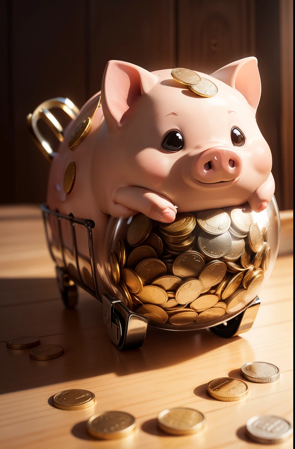 A piggy bank overflowing with coins, representing the accumulation of savings and the path to financial independence.