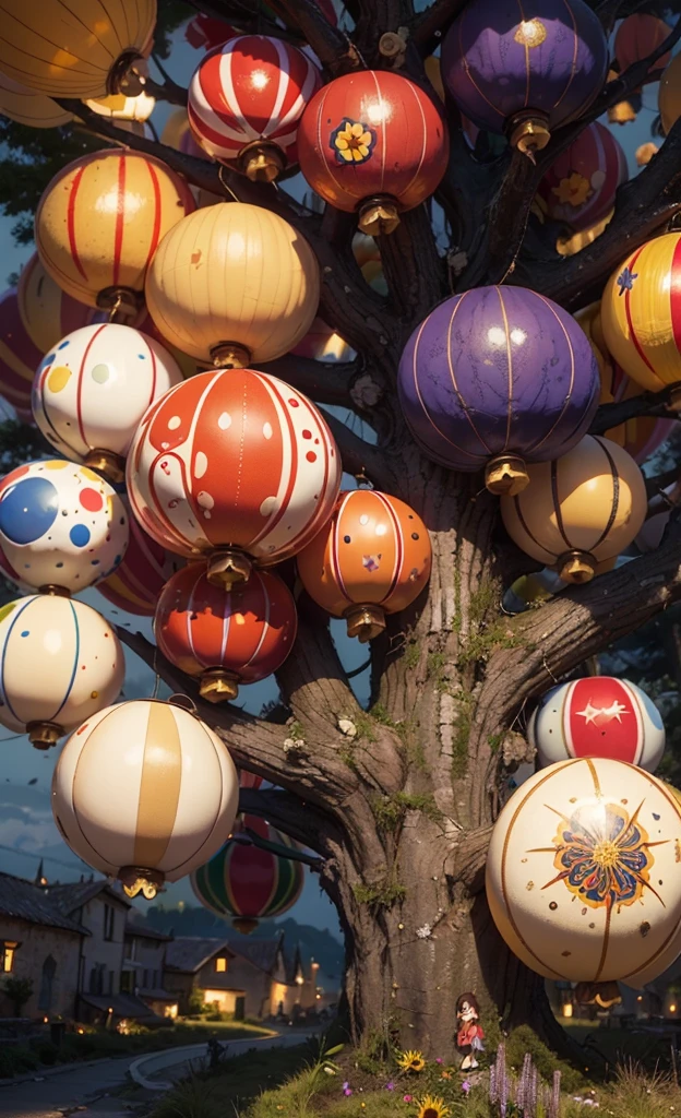 Light up the colorful mushroom forest，world in a bottle，A fairyland-like hideaway，Colorful mushroom house，a fairy world，夏天，Seafront，Rios，tree house，sunflower fieldantastical creature，lavender，diamond，crystal，ore，crystalalloons，mountain ranges，mountain peak tree，a small medieval village, Italy, are present, medieval town, medieval village, FantasyItaly, quaint village, Italy杰作, medieval coastal village, medieval town landscape、Cobblestone road、View from the street、Behold