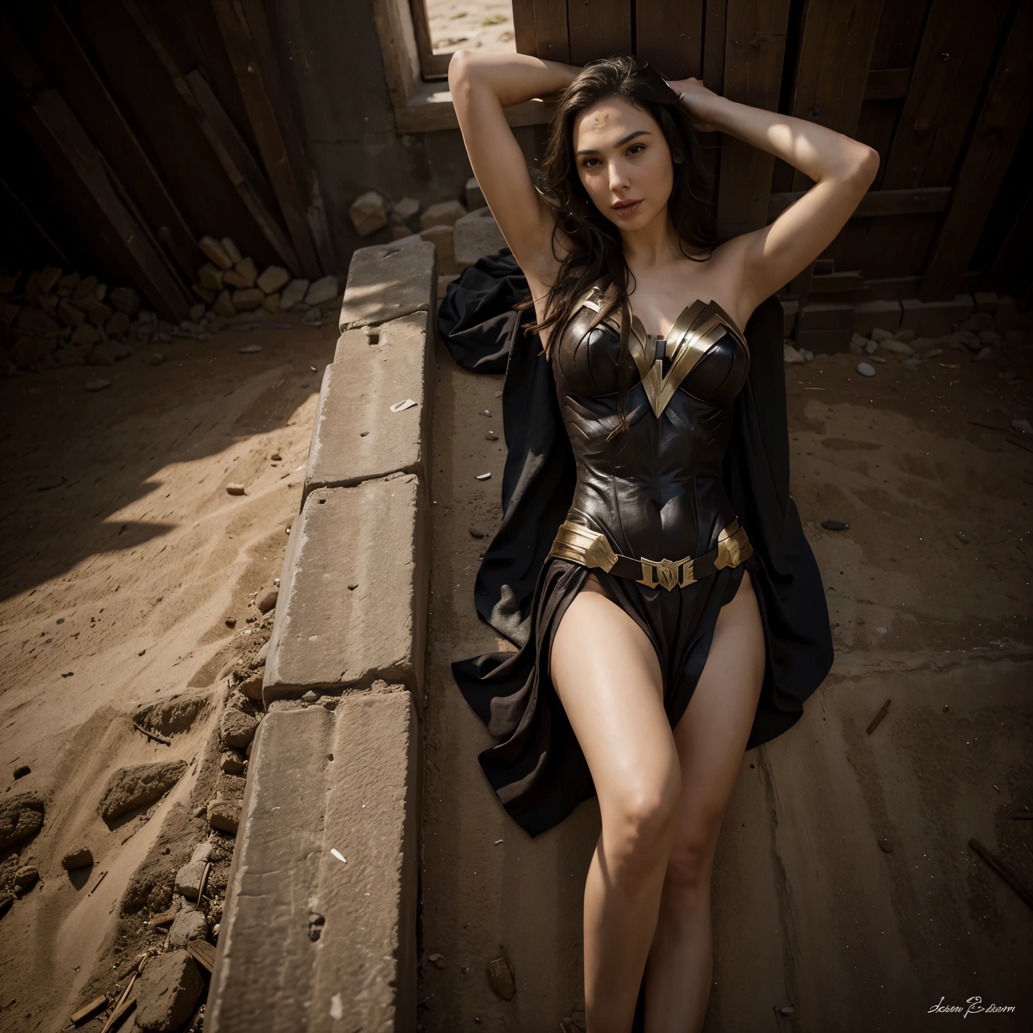 Gal gadot, com seios de fora, pinta nos seios,